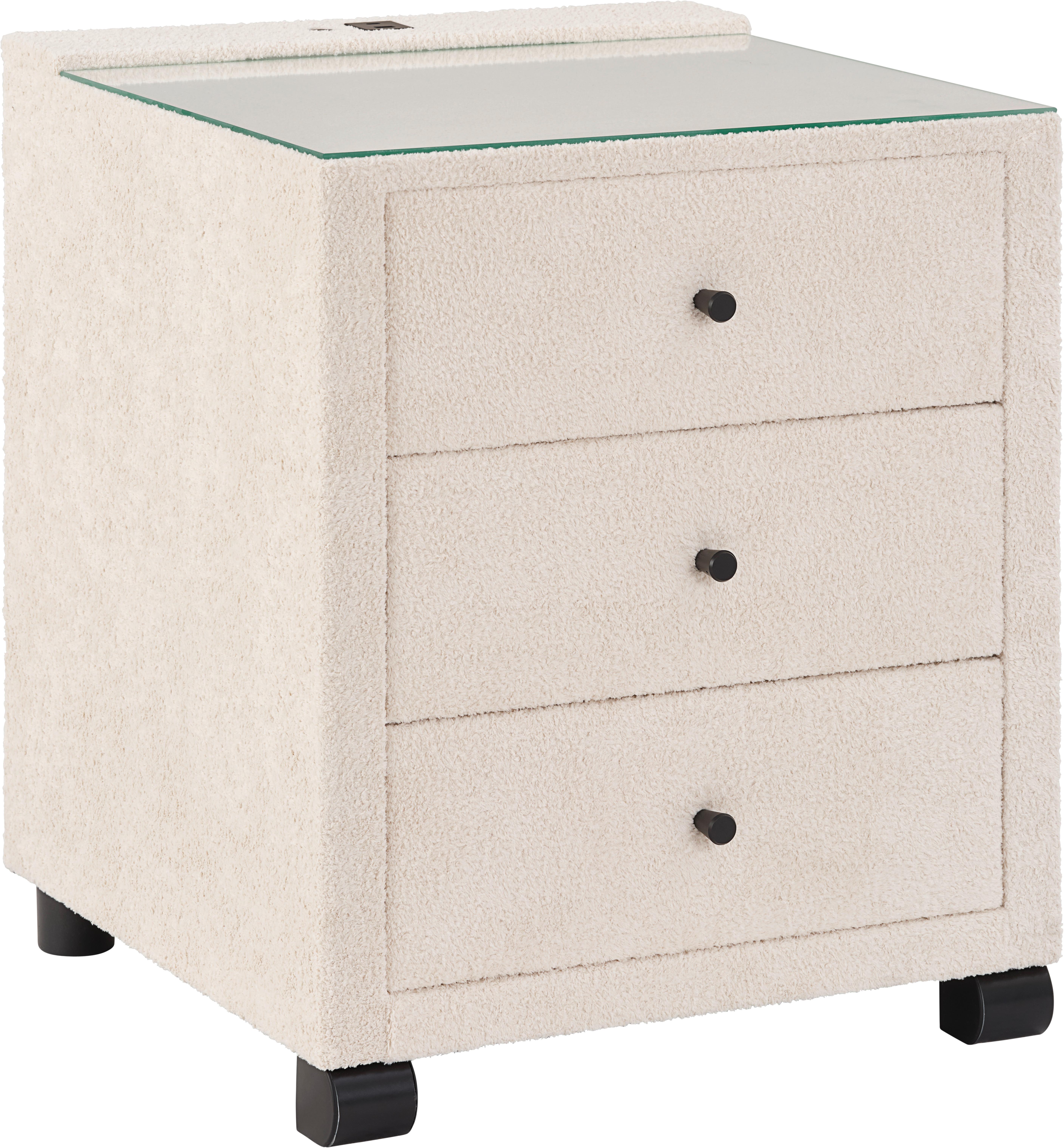 Noćni Ormarić Elysia - bež, Trend, staklo/drvni materijal (48/68/45,5cm) - Premium Living