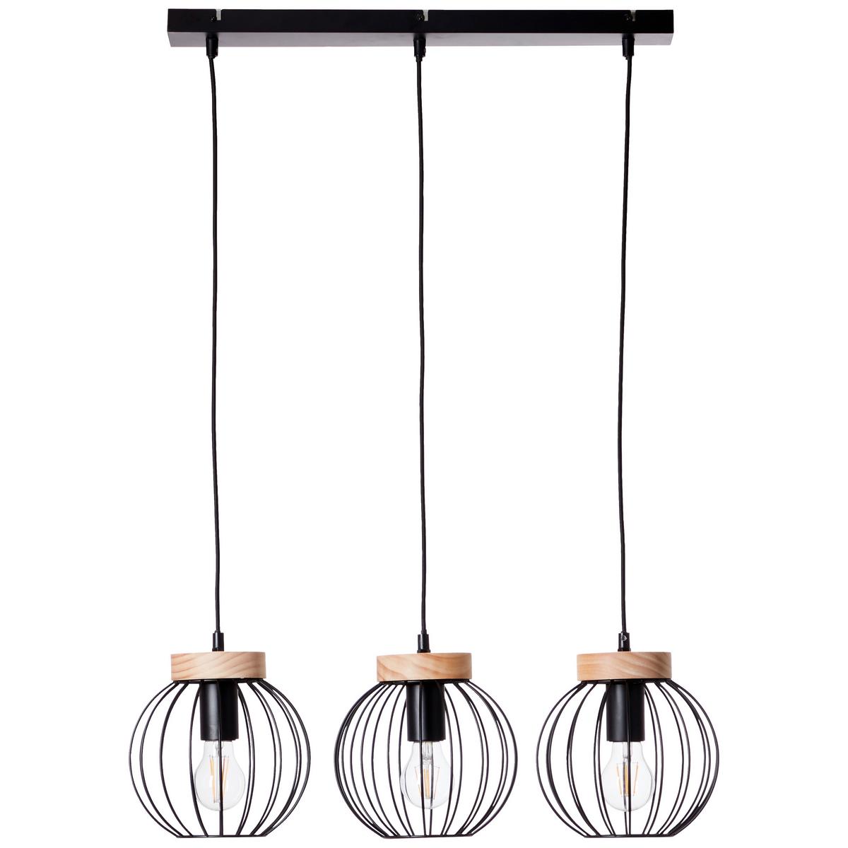Hängeleuchte Sorana Braun/Schwarz max. 40 Watt - Schwarz/Braun, Design, Holz/Metall (65,5/20/116cm) - Brilliant