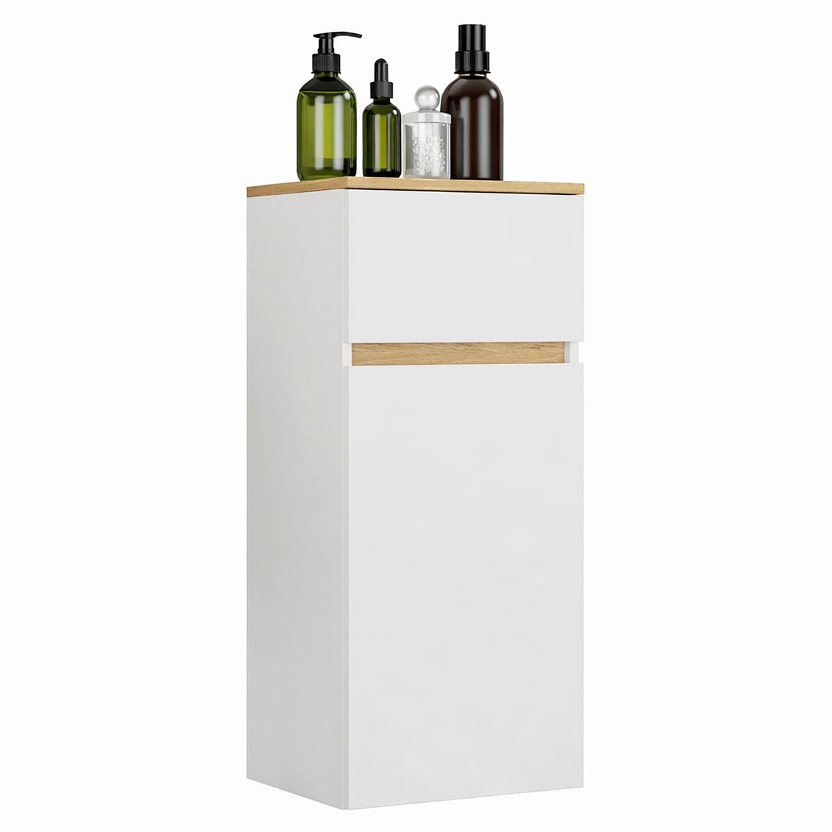 Midischrank Cosila Weiß/Honigeiche - Honigeiche/Weiß, Trend, Holzwerkstoff (41/90/35cm) - MID.YOU
