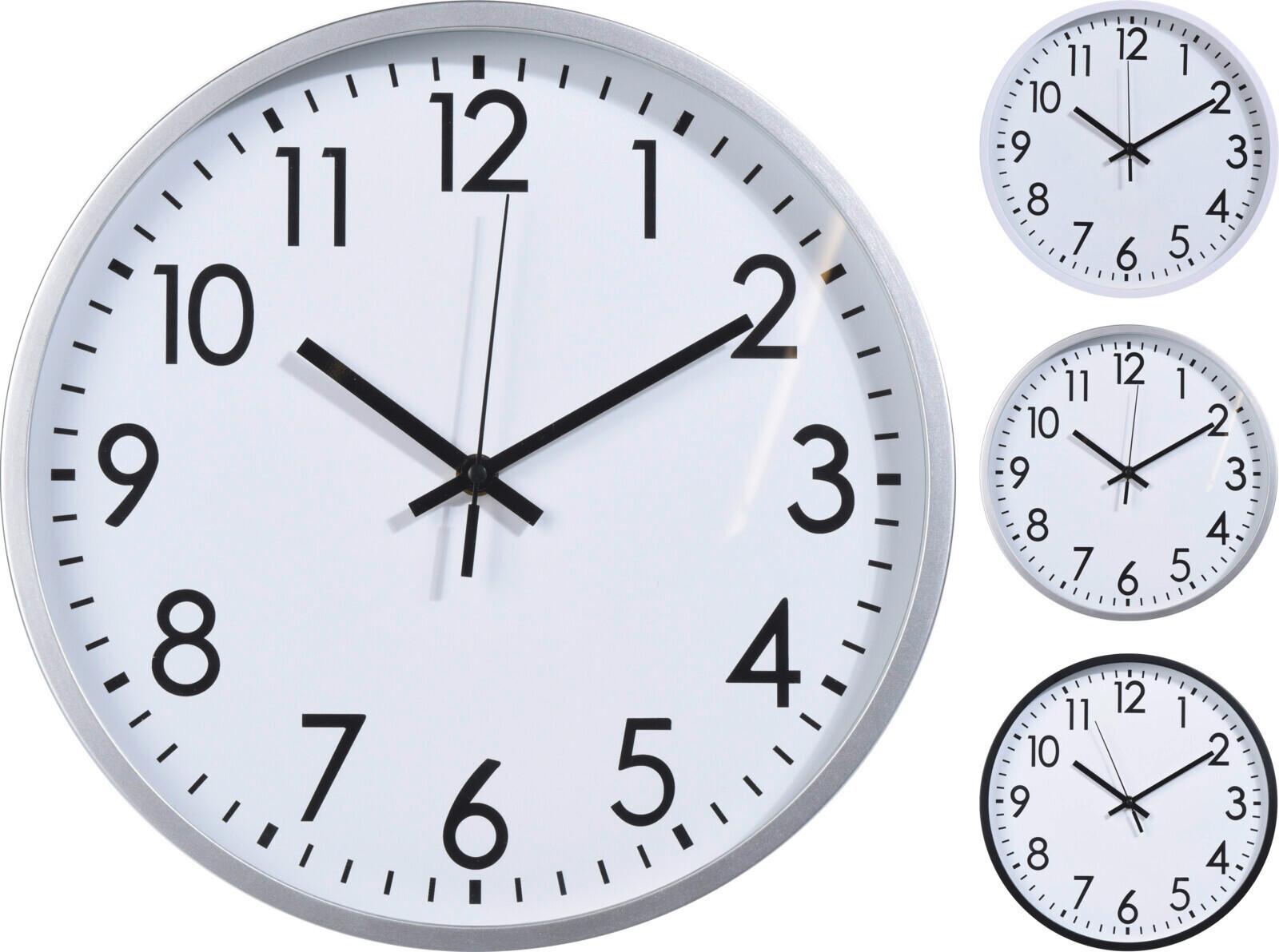 Falióra Clock - ezüst/fekete, műanyag (30/3,8cm)