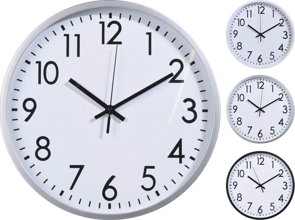 Falióra Clock - ezüst/fekete, műanyag (30/3,8cm)