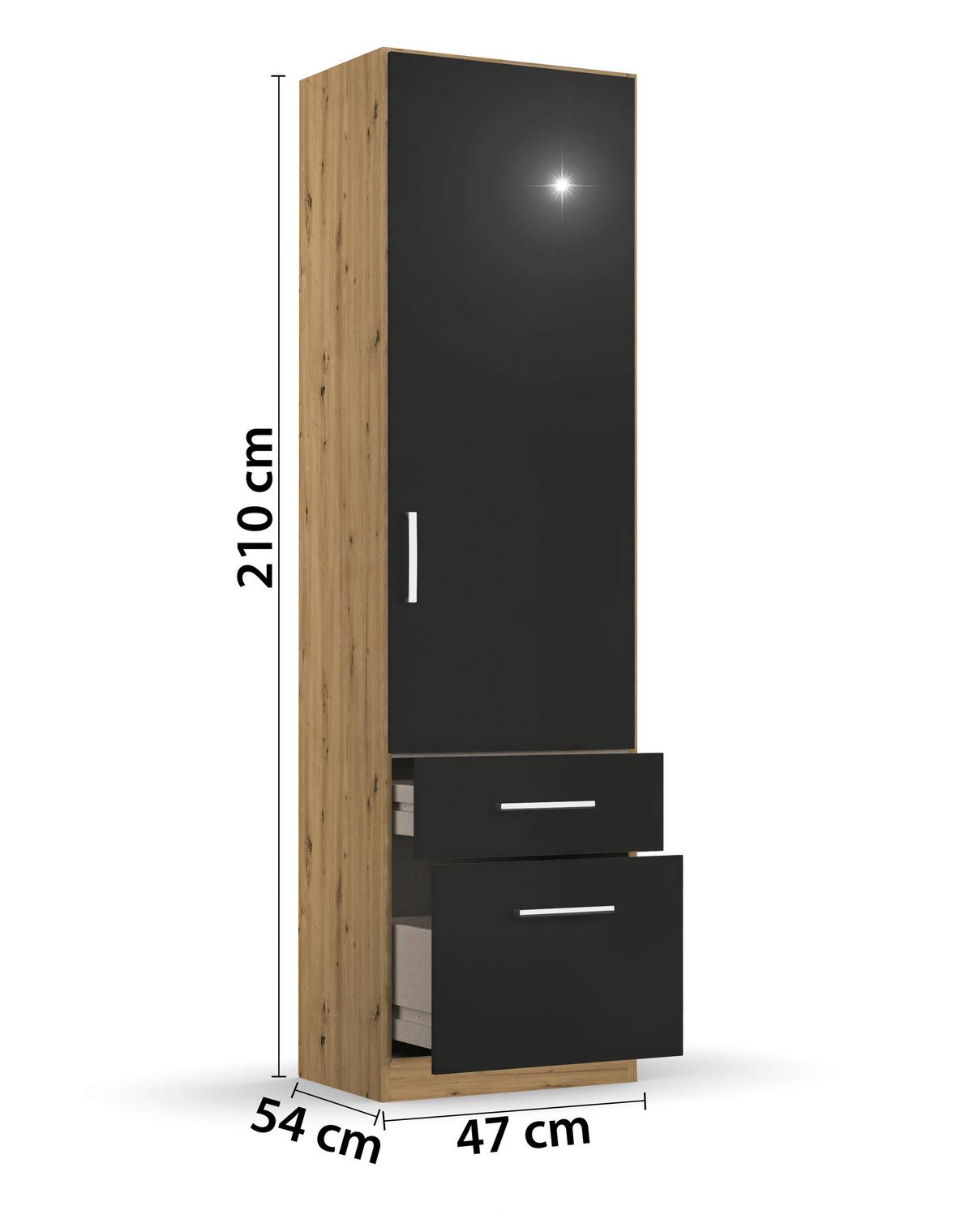 Ormar S Kliznim Vratima Berlin - siva/hrast Artisan, Moderno, drvni materijal/plastika (47/210/54cm) - Modern Living
