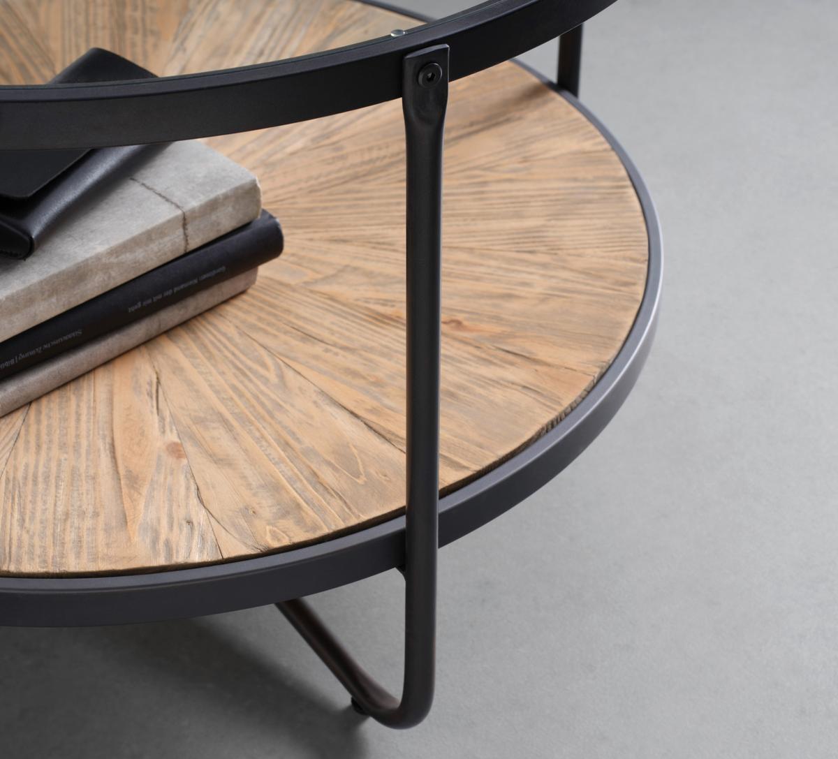 STOLIK KAWOWY VETRO -TREND- - kolor naturalny/czarny, Lifestyle, materiał drewnopochodny/metal (70/45/70cm) - Zandiara