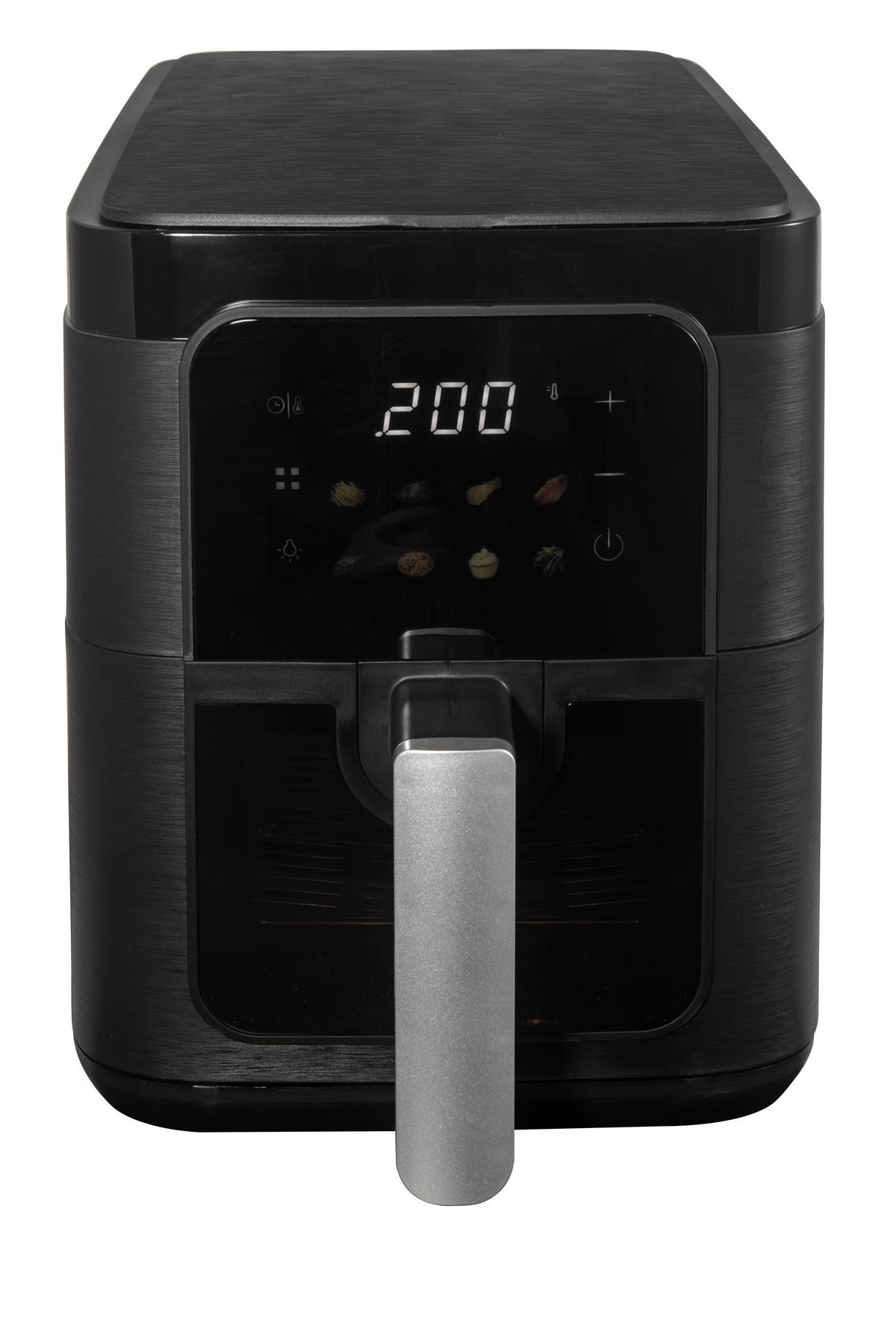 Heißluftfritteuse Schwarz max. 1500 Watt - Schwarz, Trend, Glas/Kunststoff (22,7/45/28,3cm)