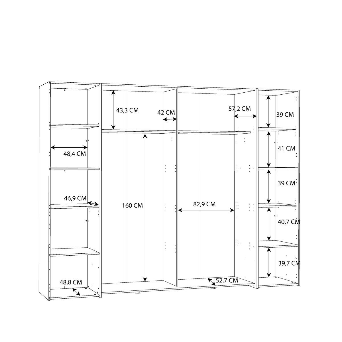 Omara Za Oblačila Narago, Bela - bela/barve aluminija, Moderno, kovina/umetna masa (270/210/61cm) - MID.YOU