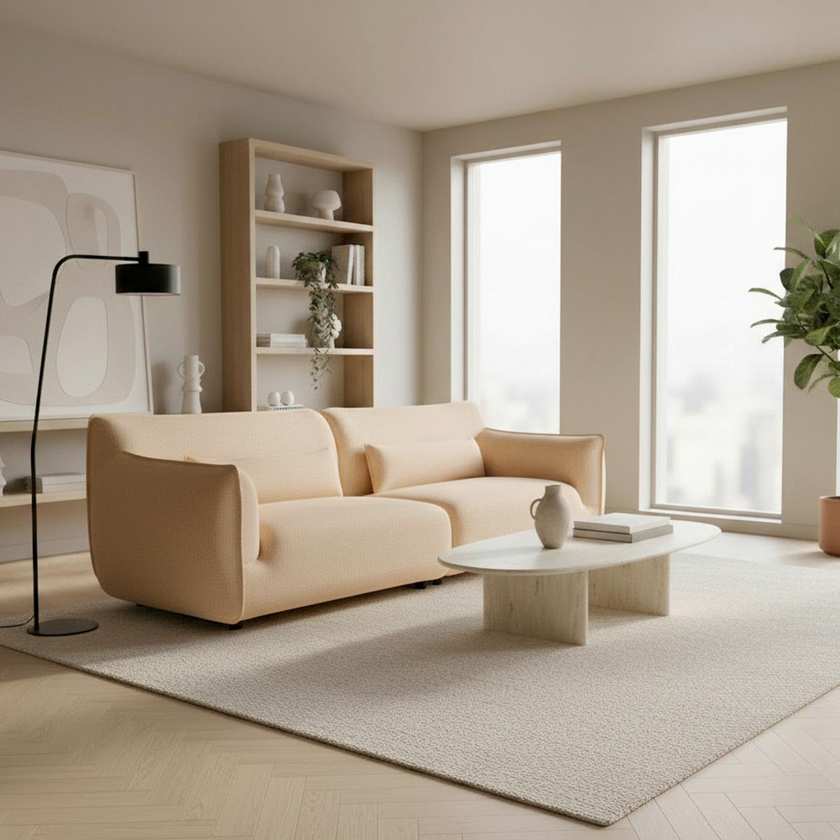 Nagy Kanapé Clara - krémszínű, Modern, textil/fa (284/86/111cm) - Bessagi Home