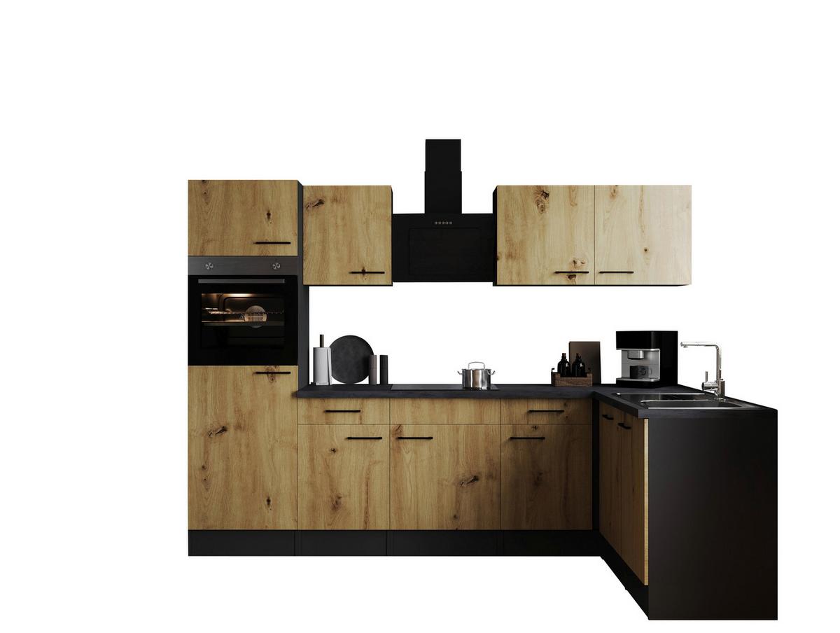 Kotna Kuhinja Z Aparati Oliver, 280x172cm - črna/siva, Design, kovina/leseni material (280/172cm) - Respekta