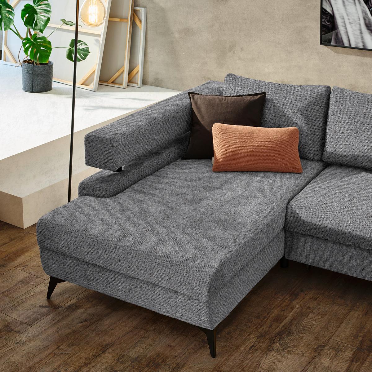 Kutna Garnitura Rosalie - tamno siva/crna, Konvencionalno, tekstil/metal (184/265cm) - Modern Living