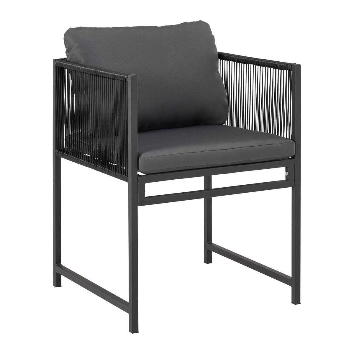 Balkonska Garnitura Stella, Temno Siva, Črna, Jeklo - temno siva/siva, Moderno, kovina/umetna masa - Bessagi Garden