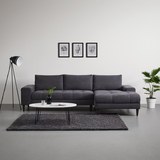 Wohnlandschaft in Grau 'Laura' - Schwarz/Grau, MODERN, Holz/Textil (297/151cm) - Bessagi Home