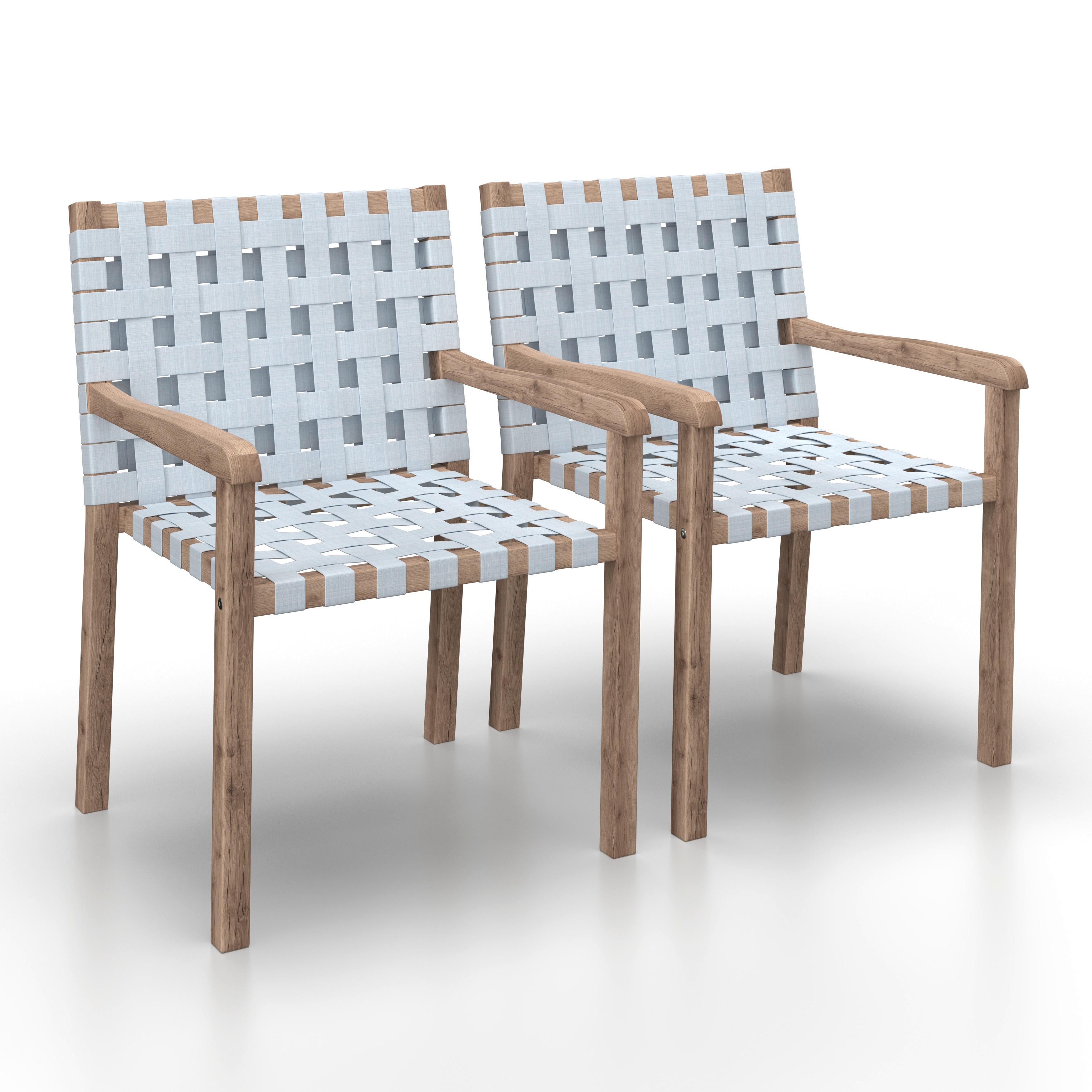 Gartensessel-Set 2-er Set Lauria Creme Holz/Textil - Creme/Akaziefarben, MODERN, Holz/Textil (58,5/84/60cm) - Bessagi Garden