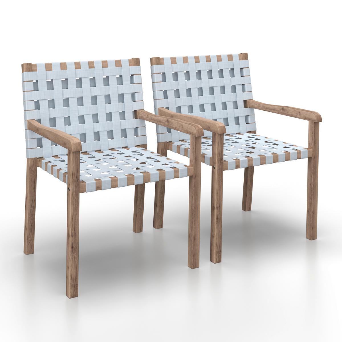 Gartensessel-Set 2-er Set Lauria Creme Holz/Textil - Creme/Akaziefarben, MODERN, Holz/Textil (58,5/84/60cm) - Bessagi Garden