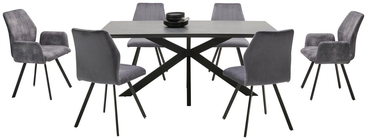 Jedilna Miza Steve, Črna, Keramična Plošča, 180x90 - črna, Moderno, kovina/leseni material (180/76/90cm)