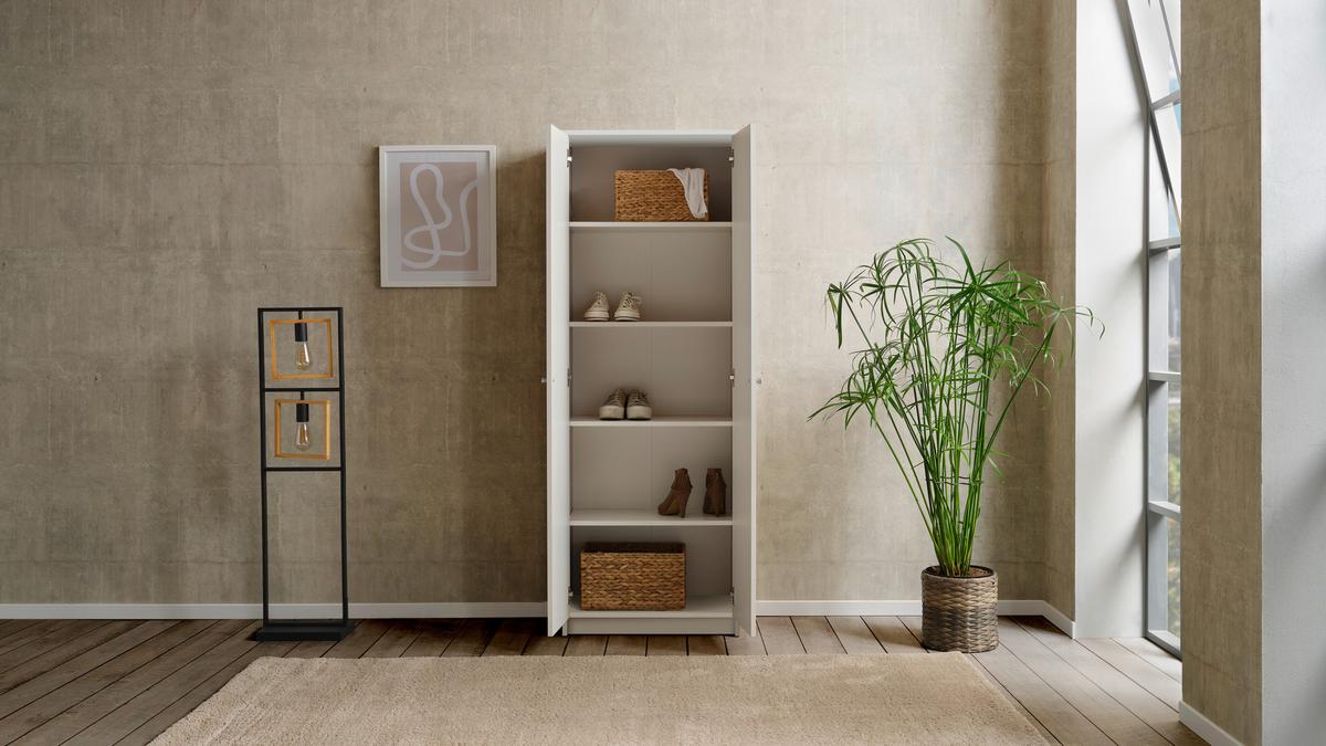 Višenamjenski Ormar Kv05 - bijela/boje aluminija, Moderno (62,4/178,6/35,4cm) - Best Price