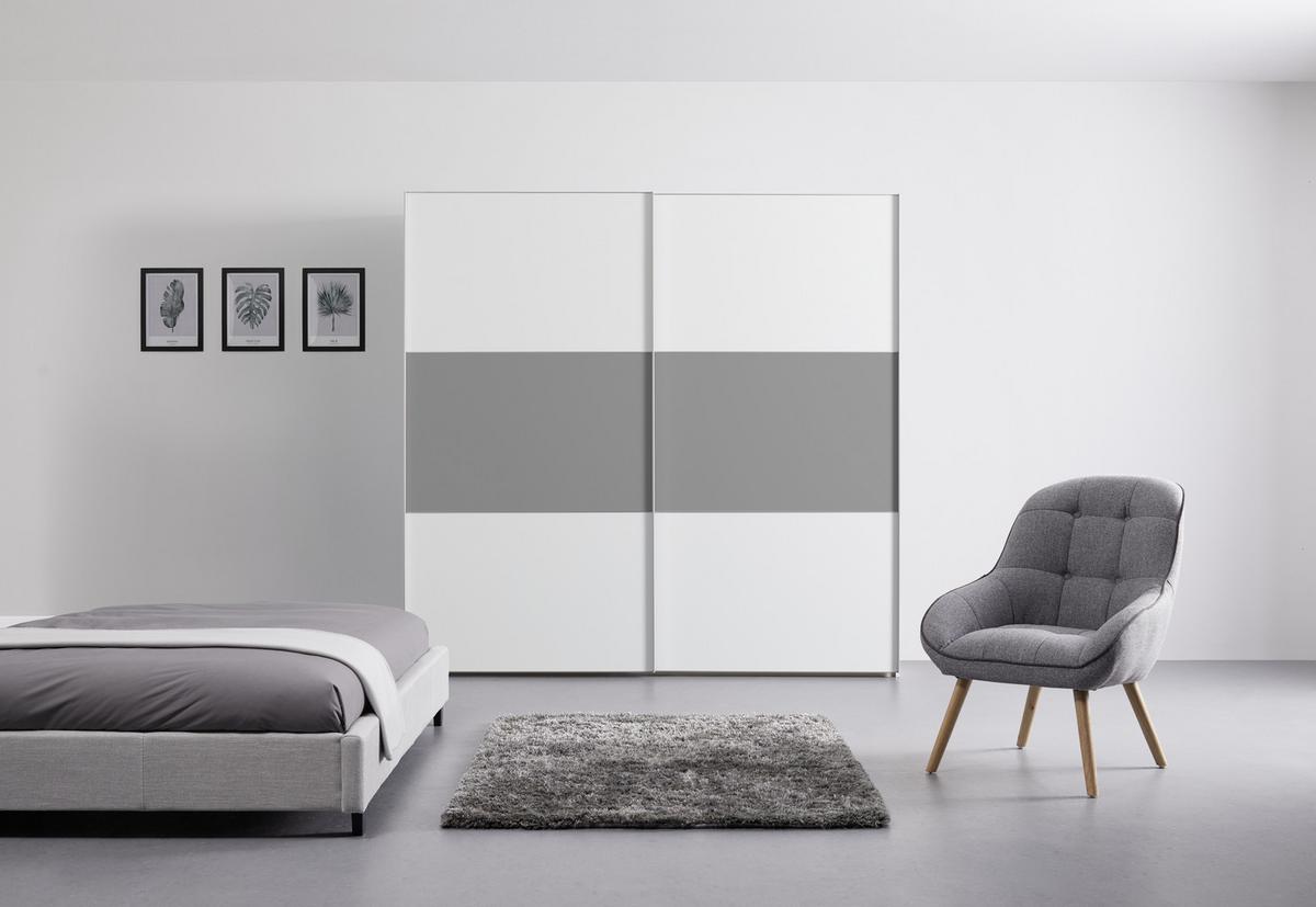 Ormar S Kliznim Vratima Includo - bijela/siva, Moderno, drvni materijal/metal (225/222/68cm) - Premium Living