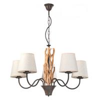 Hängeleuchte Agar Weiß/Akaziefarben max. 6 Watt - Schwarz/Weiß, Natur, Holz/Textil (80/84cm)