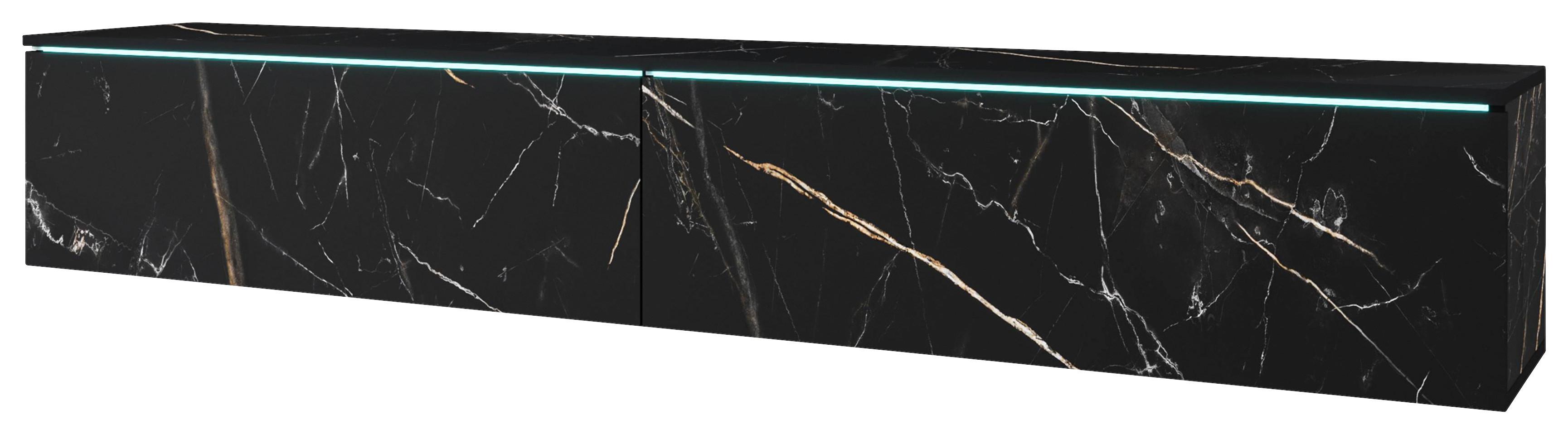 Lowboard ca. 180x30 cm mit LED Stein Optik - Graphitfarben/Grau, Basics, Holzwerkstoff/Kunststoff (180/30/33cm) - P & B