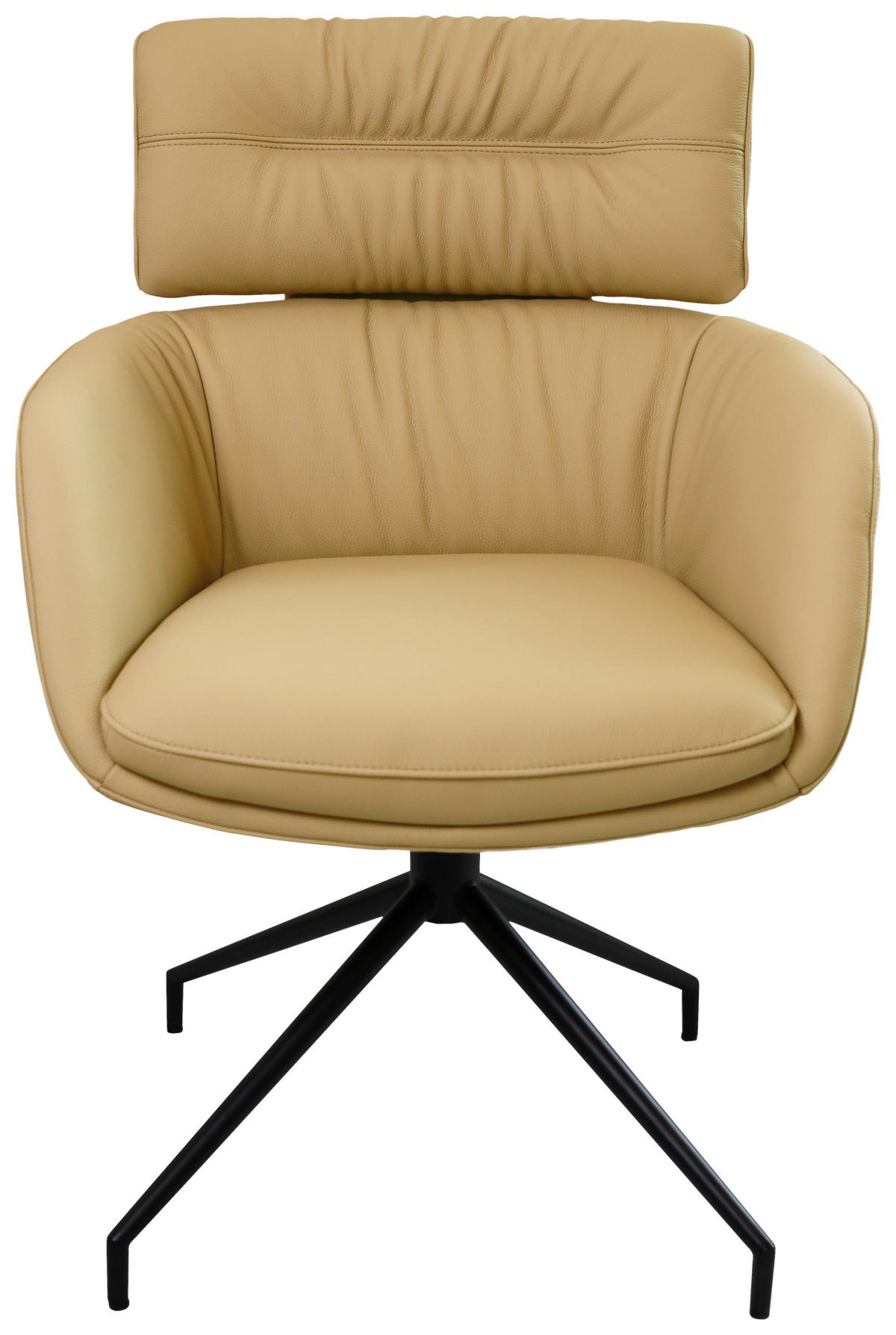 KRZESŁO Z PODŁOKIETNIKAMI PABLO -EXKLUSIV- - czarny/jasnobrązowy, Design, skóra/metal (62/92/66cm) - Dieter Knoll