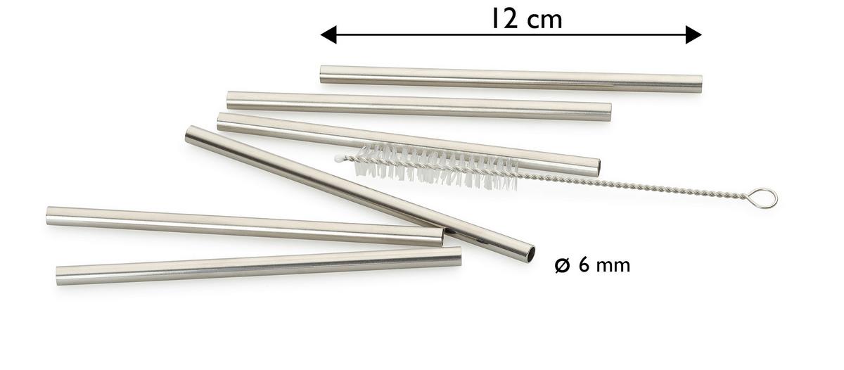 Set Slamic S Krtačko Straw, 6-Delni - barve nerjavečega jekla, Basics, kovina (12cm) - Echtwerk