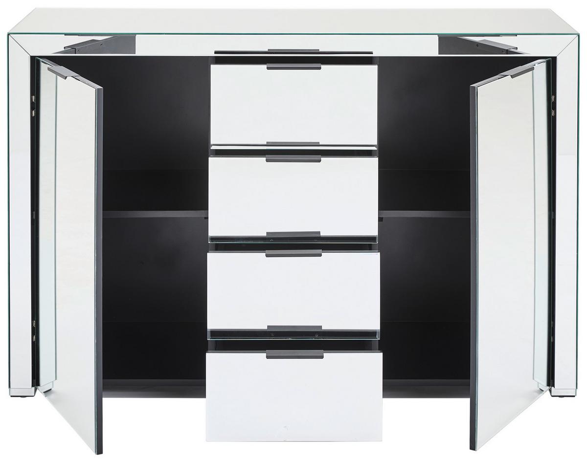 KOMODA SZEROKA ŚNIEŻKA - przejrzysty/czarny, Design, materiał drewnopochodny/metal (130/83/41cm) - MID.YOU