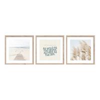 Bilderset Seaside Hellblau/Beige, 3-teilig - Beige/Hellblau, Basics, Holz/Papier (30/30/2.5cm)