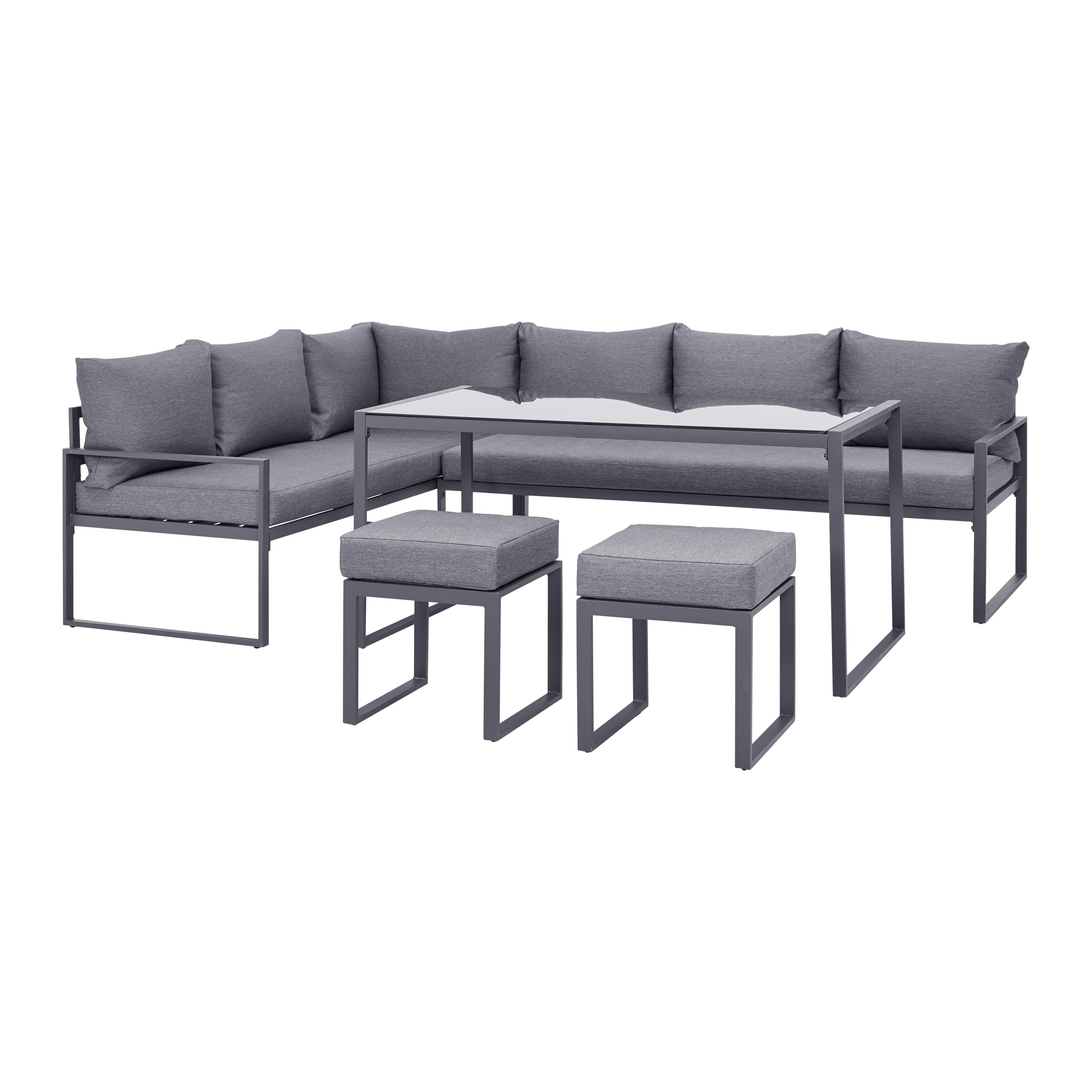Loungegarnitur in Anthrazit - Anthrazit/Schwarz, Modern, Glas/Textil (176/241cm) - Modern Living