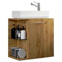 WASCHTISCHKOMBI HAUSA - Honigeiche/Weiss, Modern, Glas/Keramik (52cm) - MID.YOU