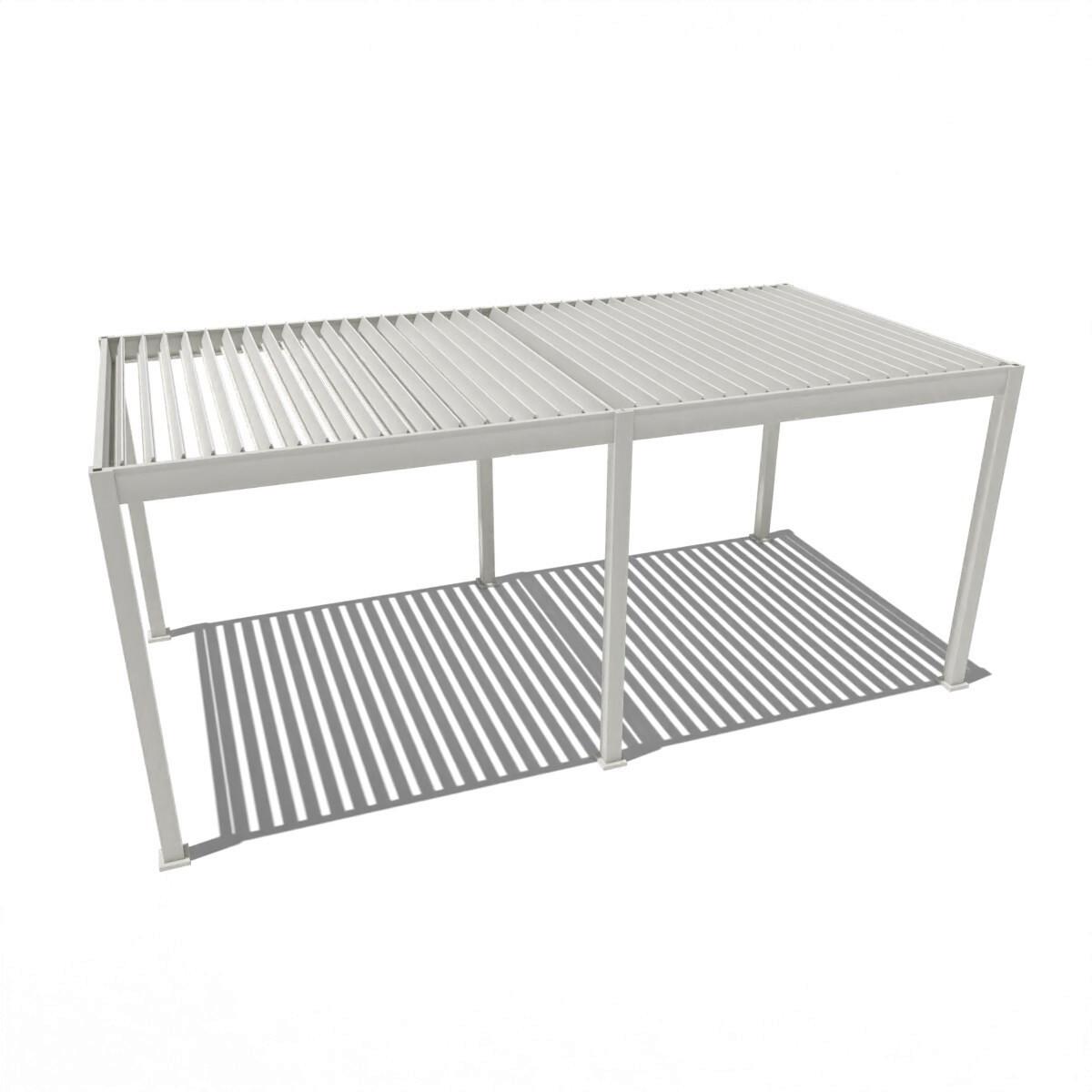 Pergola Deluxe ca. 300x600 cm Weiß Netzbetrieb inkl. LED - Weiß, Basics, Metall (600/255/300cm) - Gardenson