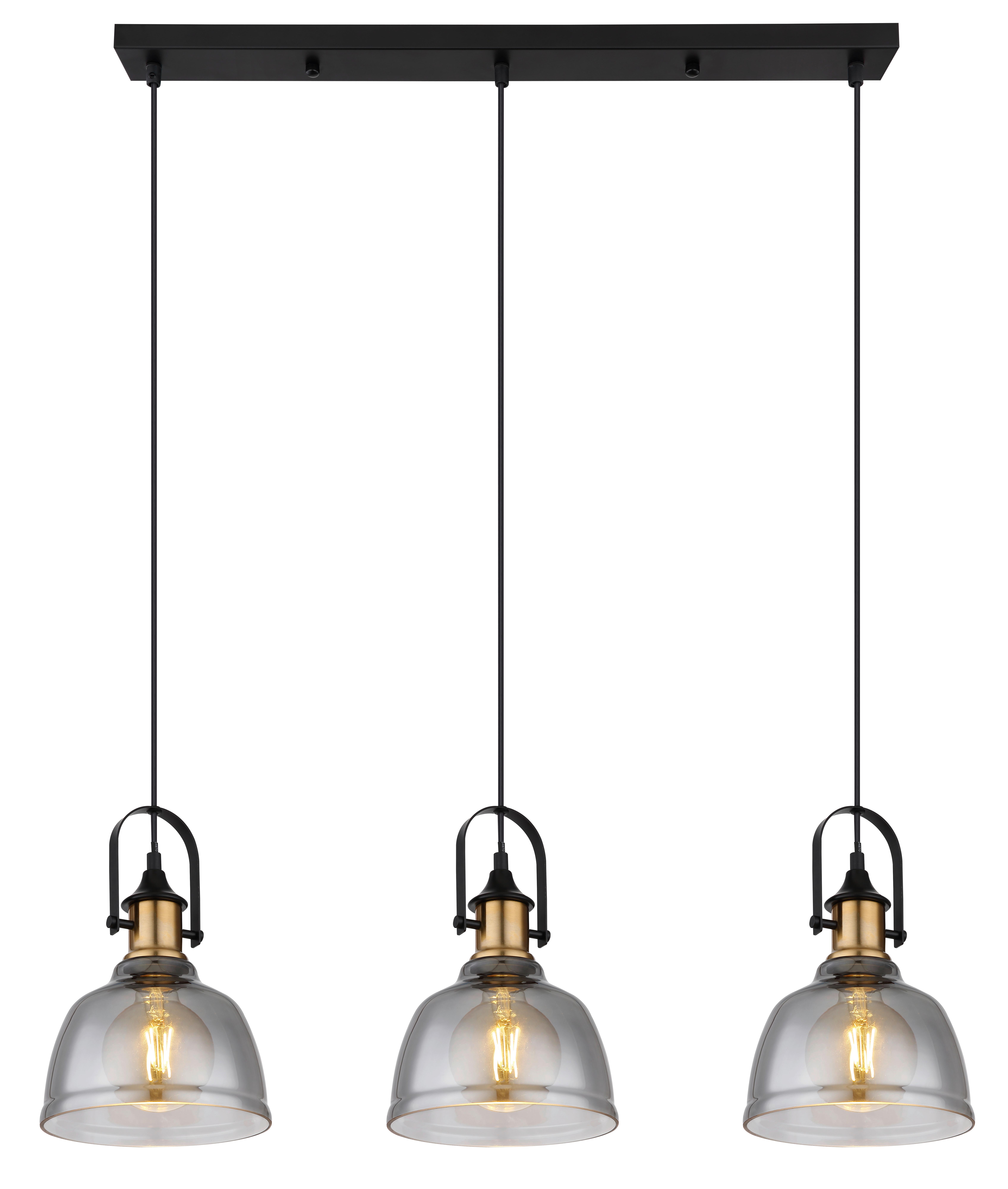 Hängeleuchte Dorothea Schwarz/Messingfarben - Messingfarben/Schwarz, Design, Glas/Metall (83,5/20cm) - Globo