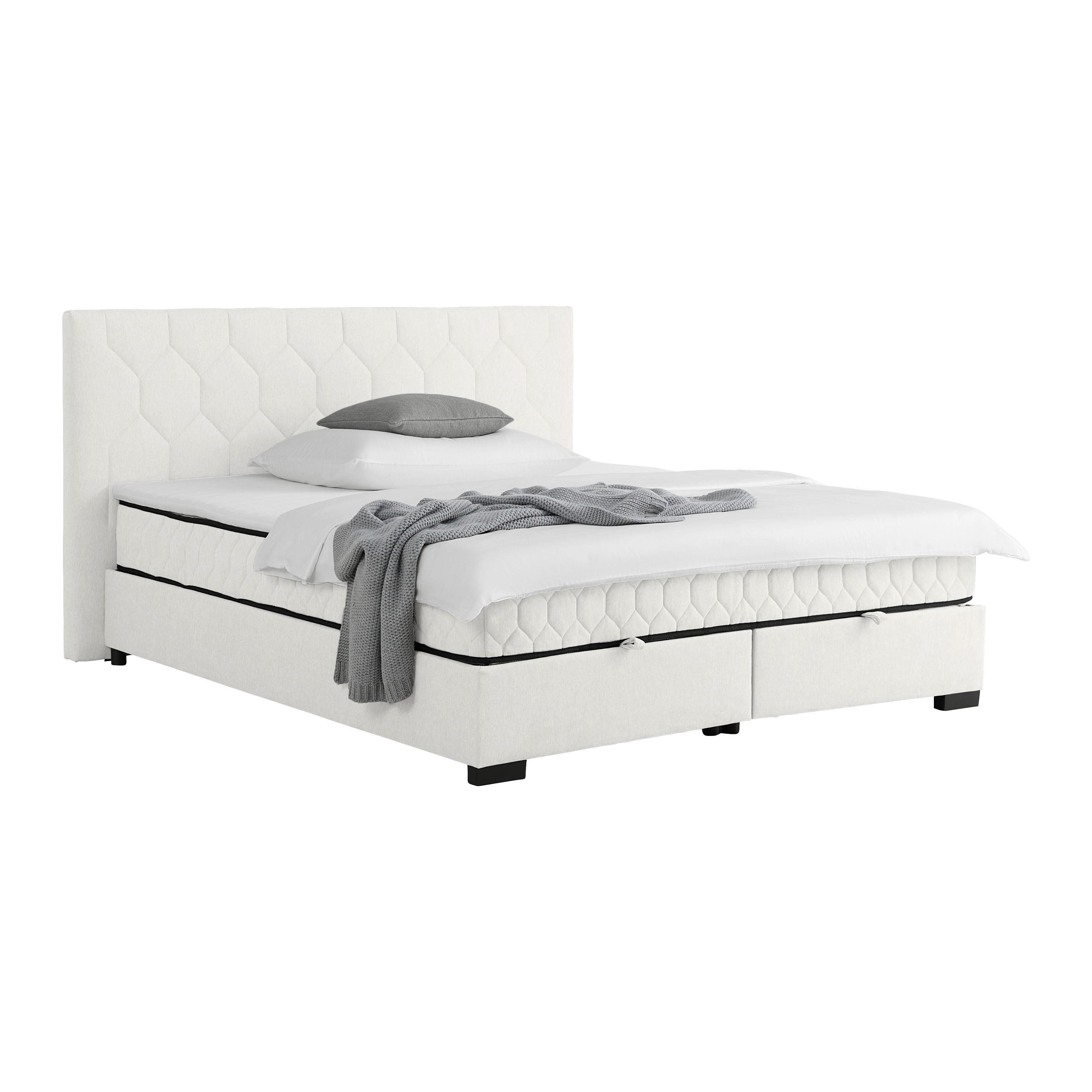 Boxbett Maya-D Creme ca. 180x200cm - Creme/Schwarz, KONVENTIONELL, Holz/Holzwerkstoff (180/200cm) - Mömax