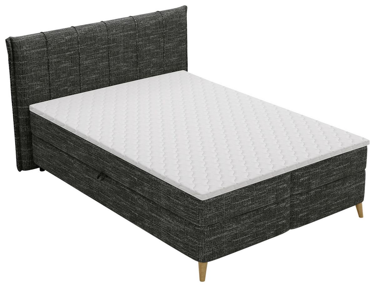 Boxbett Veloria Schwarz ca. 140x200cm - Schwarz, KONVENTIONELL, Textil/Metall (140/200cm) - Based