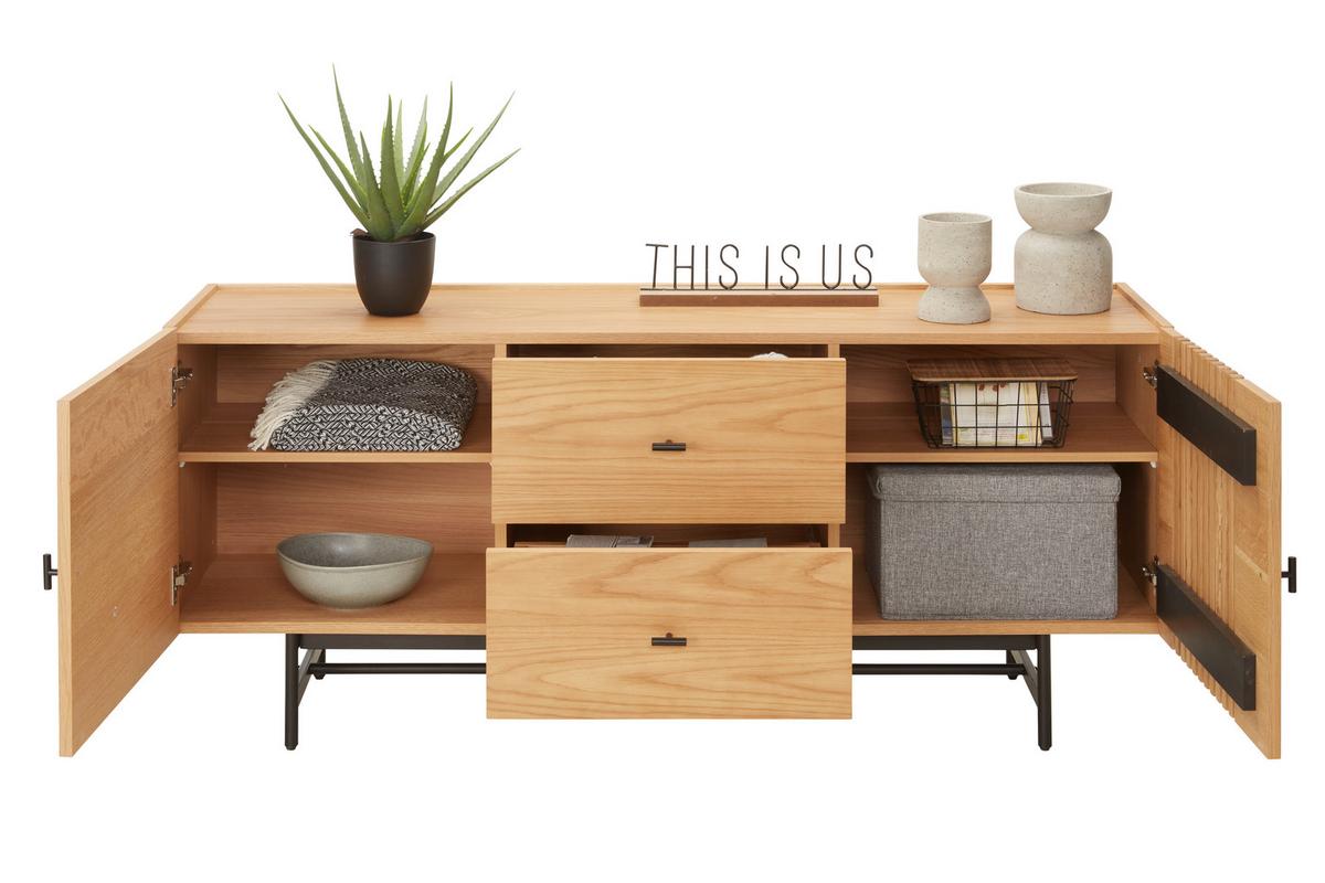 Sideboard in Natur/Schwarz - Schwarz/Naturfarben, Modern, Holz/Holzwerkstoff (160/70/42cm) - Mömax