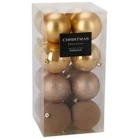 Christbaumkugel-Set Romy Goldfarben 16-teilig - Goldfarben, KONVENTIONELL, Kunststoff (6cm) - Mömax