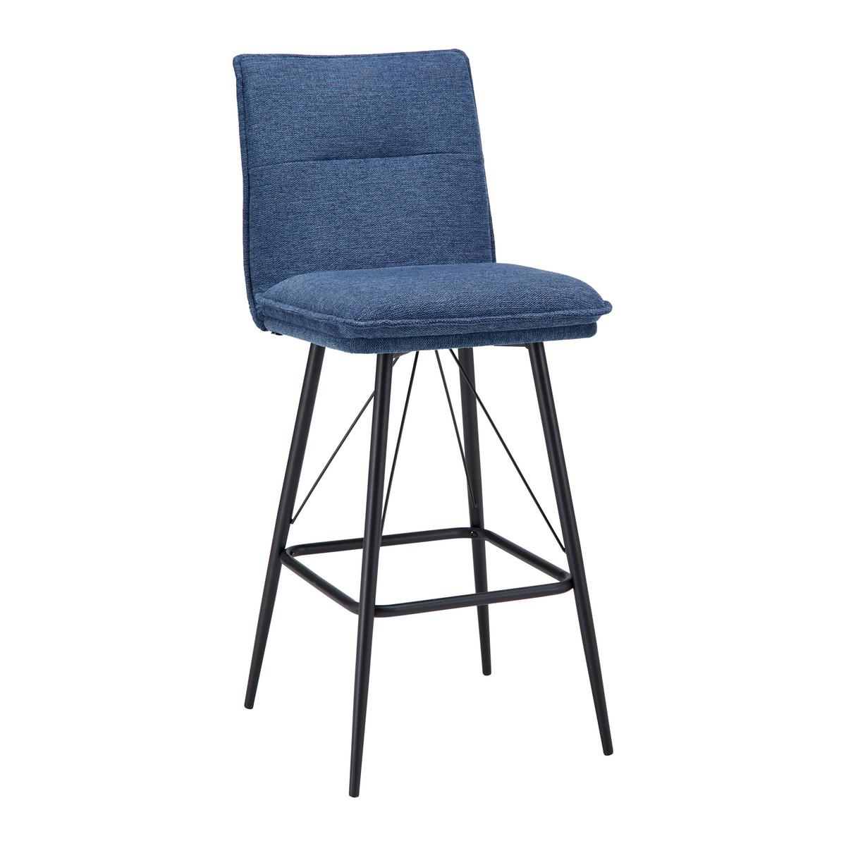 Barhocker-Set Boris Blau Webstoff Gepolstert - Blau/Schwarz, MODERN, Holz/Textil (44/107/56cm) - Bessagi Home