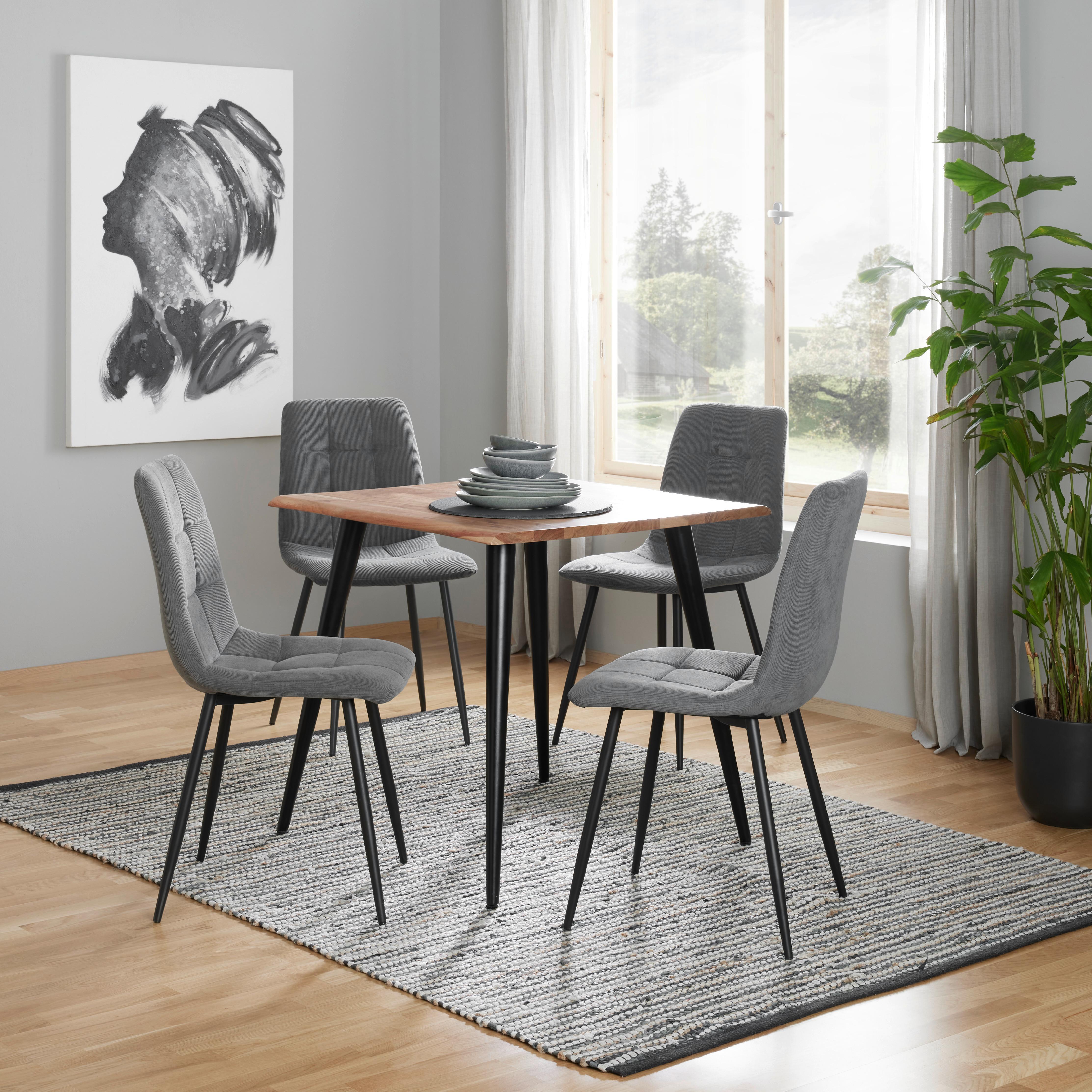Esstisch in Akazienfarben - Schwarz/Akaziefarben, Lifestyle, Holz/Metall (80/80/76cm) - Zandiara