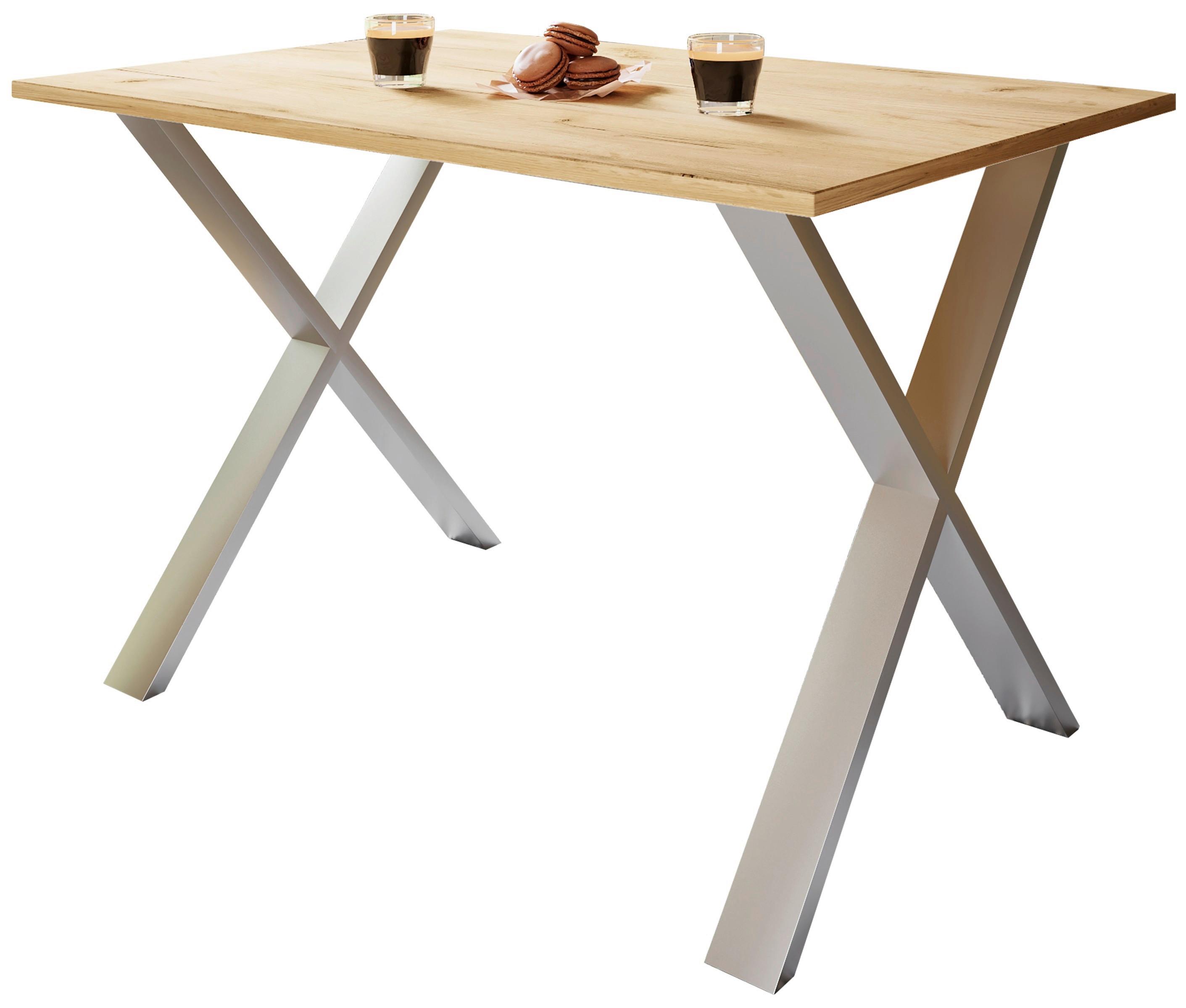 SCHREIBTISCH LONA - Honigeiche/Silberfarben, Design (160/76/80cm) - MID.YOU