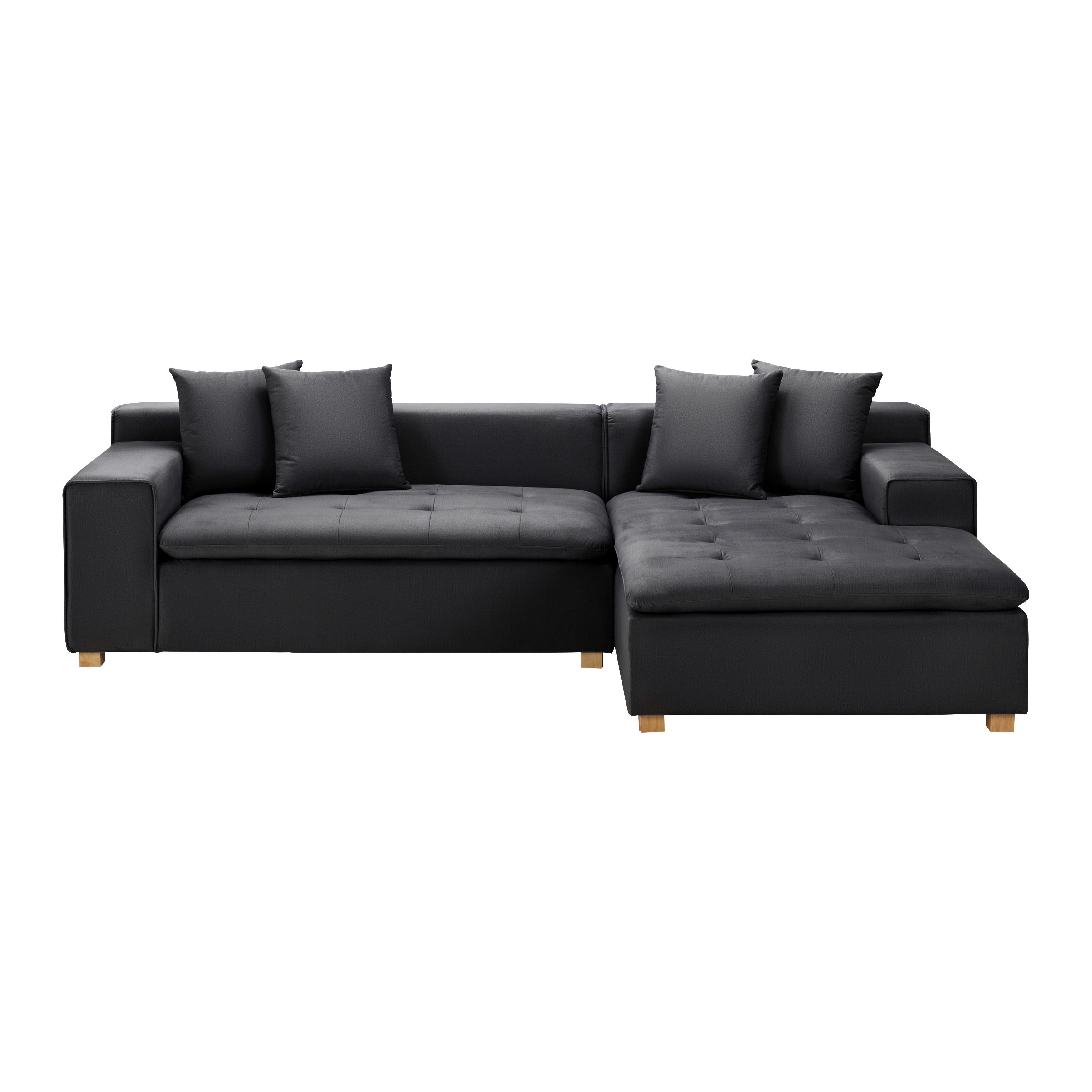 Sedežna Garnitura Ava, Iz Žameta - temno siva/naravne barve, Moderno, tekstil/les (251/62/154cm) - Bessagi Home