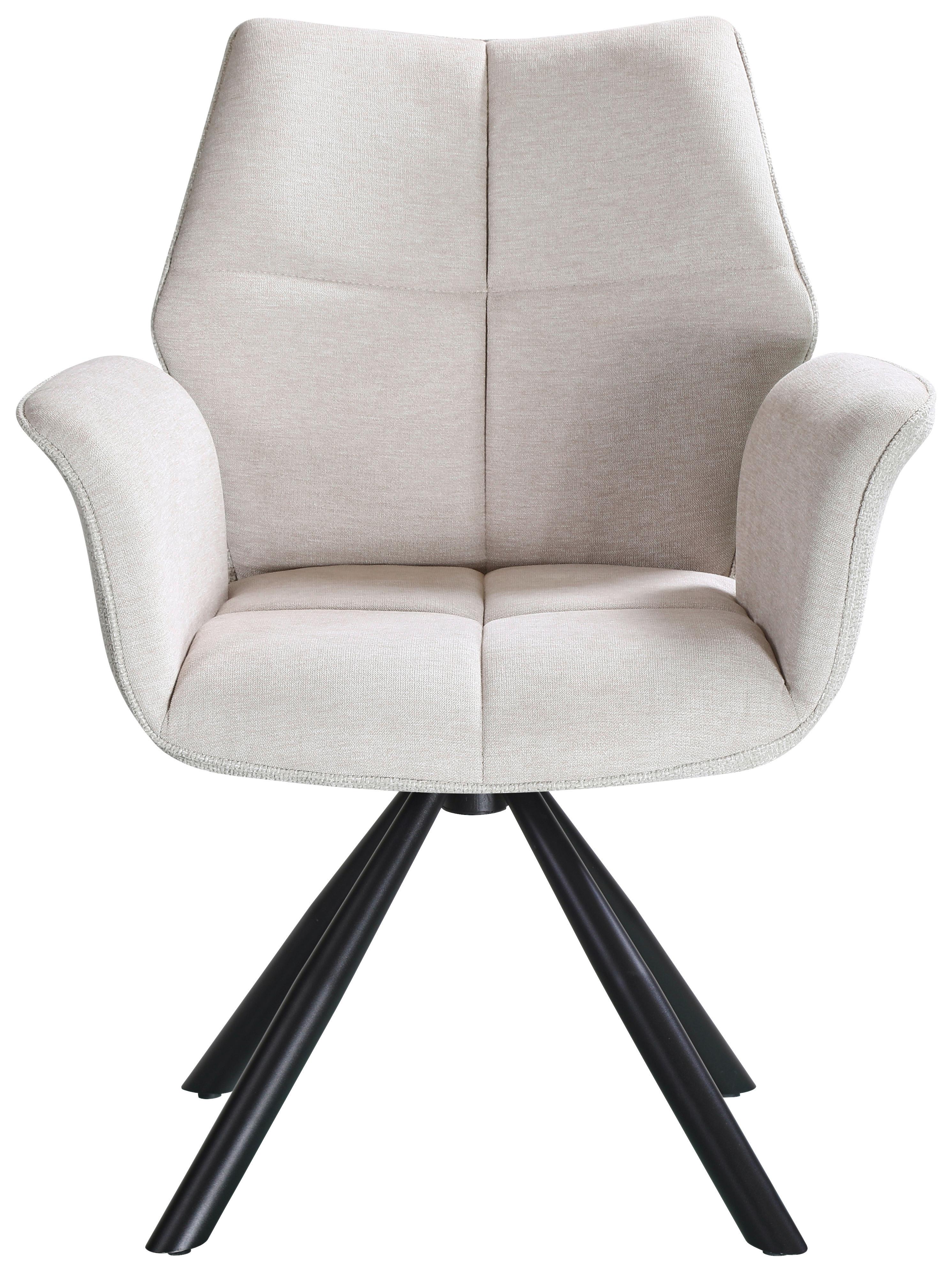 STOL MED ARMSTÖD ANTONIA - beige/svart, Modern, metall/textil (45/88/62cm) - Mömax