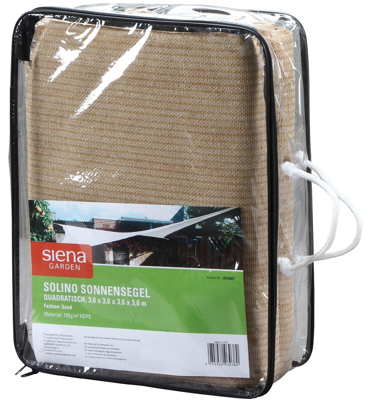 Siena Graden Gartensonnensegel ca.360x360 cm Sandfarben - Sandfarben, KONVENTIONELL, Textil/Metall (360/360cm) - Siena Garden