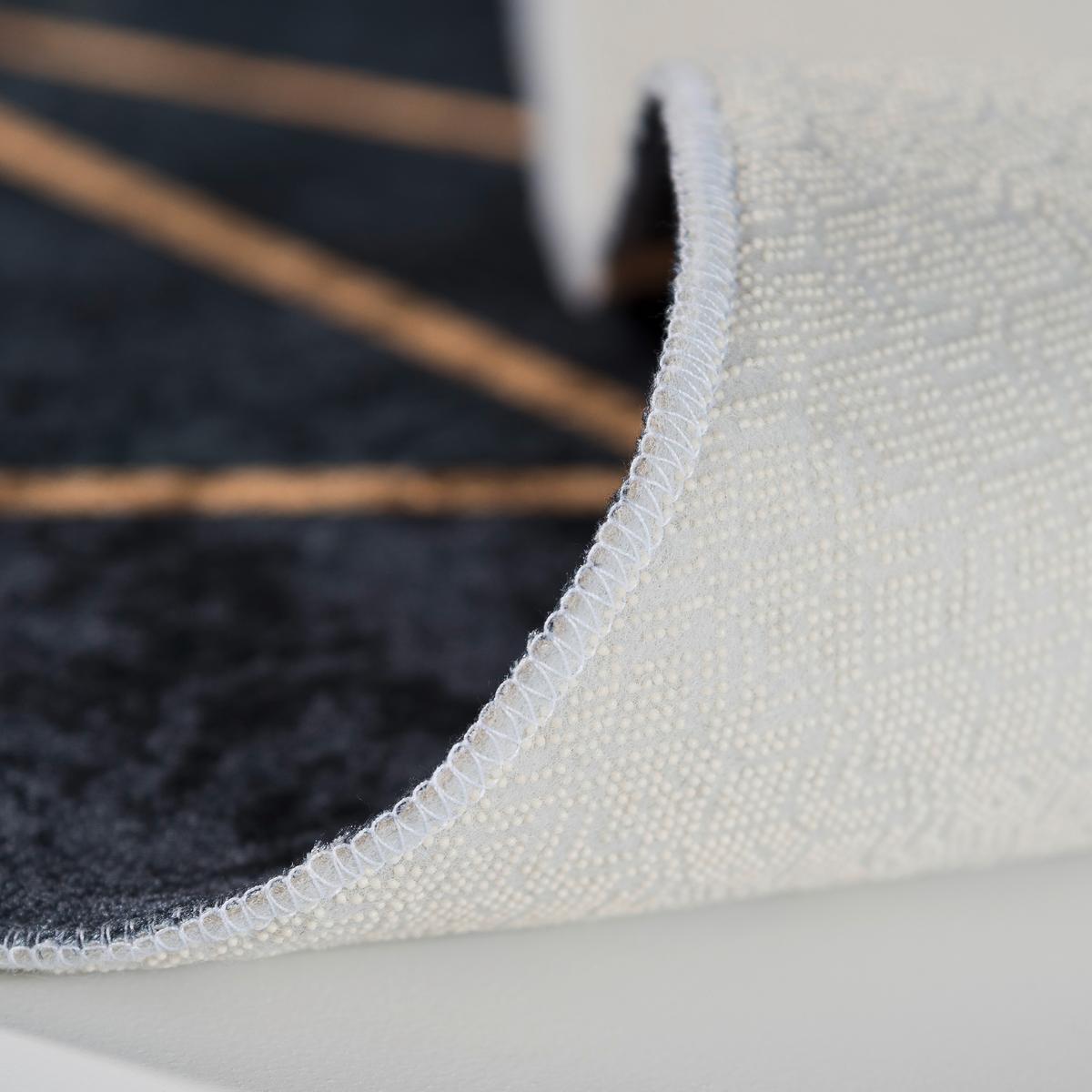 Webteppich Modern Gold in Schwarz ca. 80x150cm - Goldfarben/Schwarz, MODERN, Textil (80/150cm)