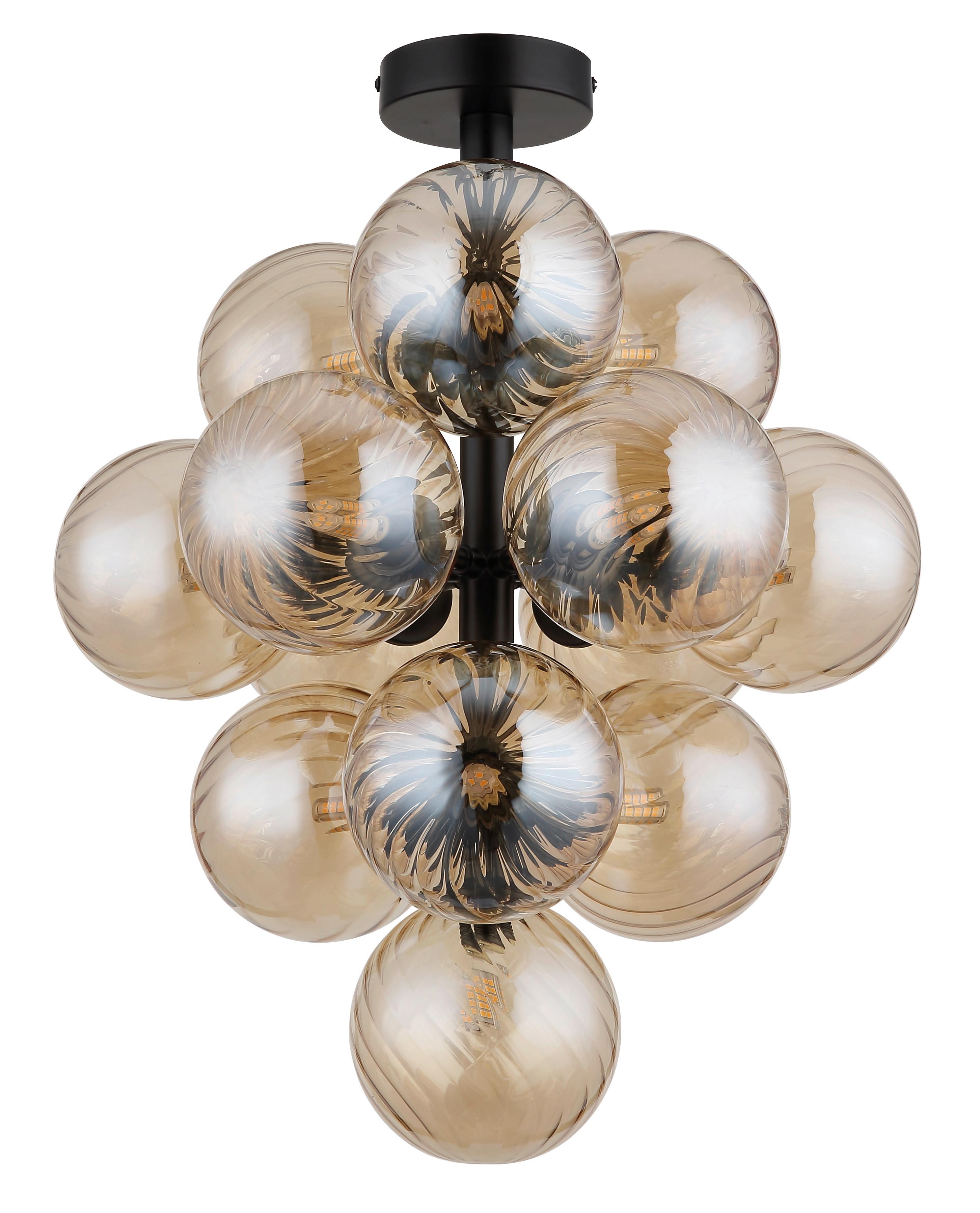 DECKENLEUCHTE 56146D - Schwarz/Orange, Design, Glas/Metall (39,5/50cm) - Globo