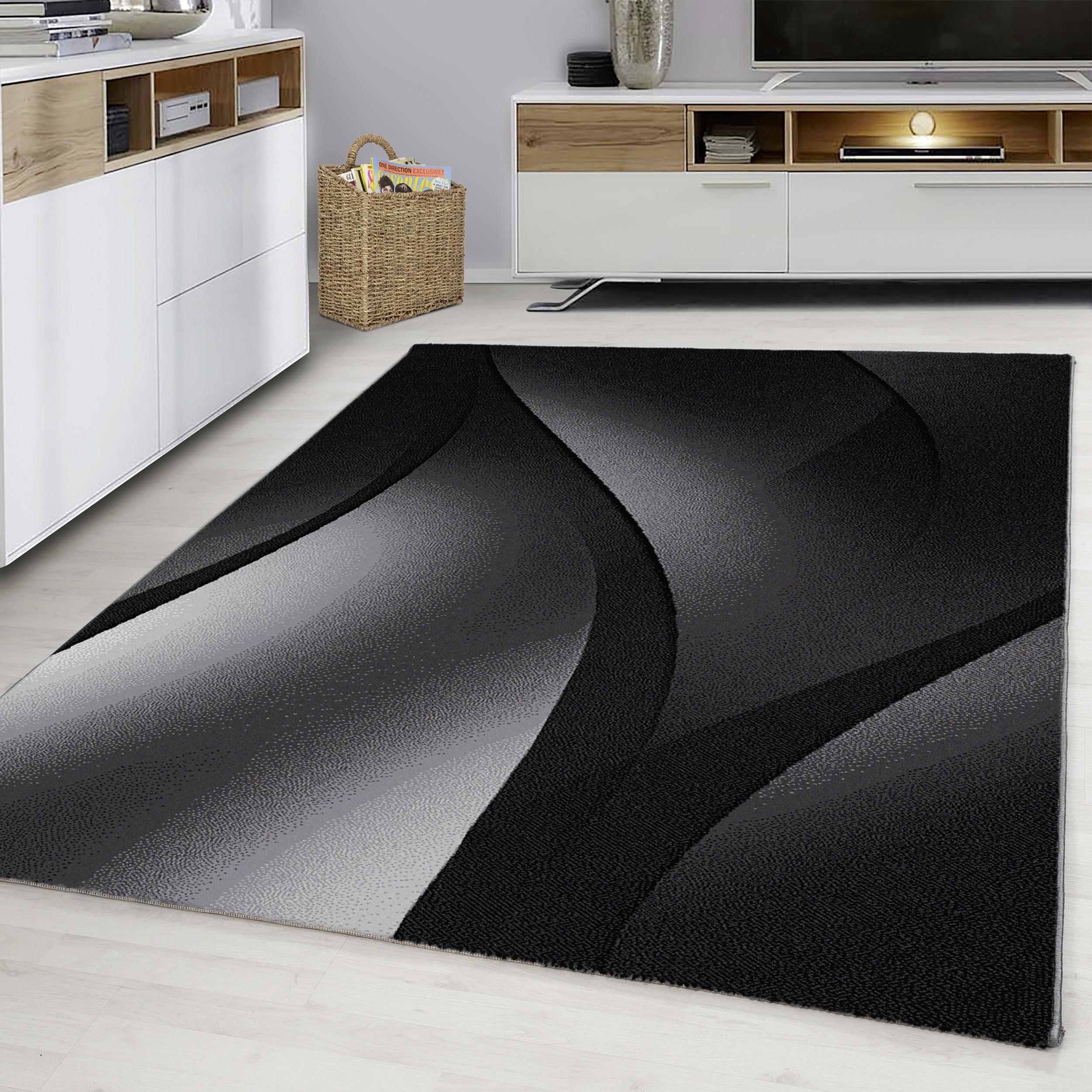 Webteppich Plus Schwarz/Weiß ca. 80x300cm - Schwarz/Weiß, Design, Textil (80/300cm)