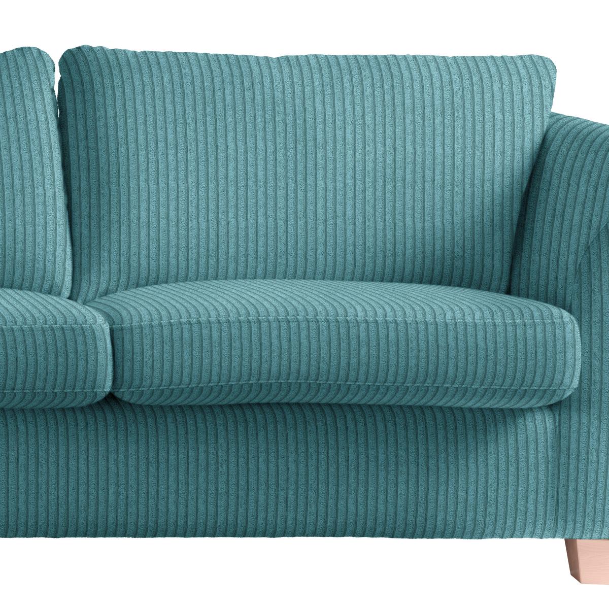 3-Sitzer-Sofa Devado Petrol Cord - Petrol/Naturfarben, Holz/Textil (216/70-85/95cm) - Mömax