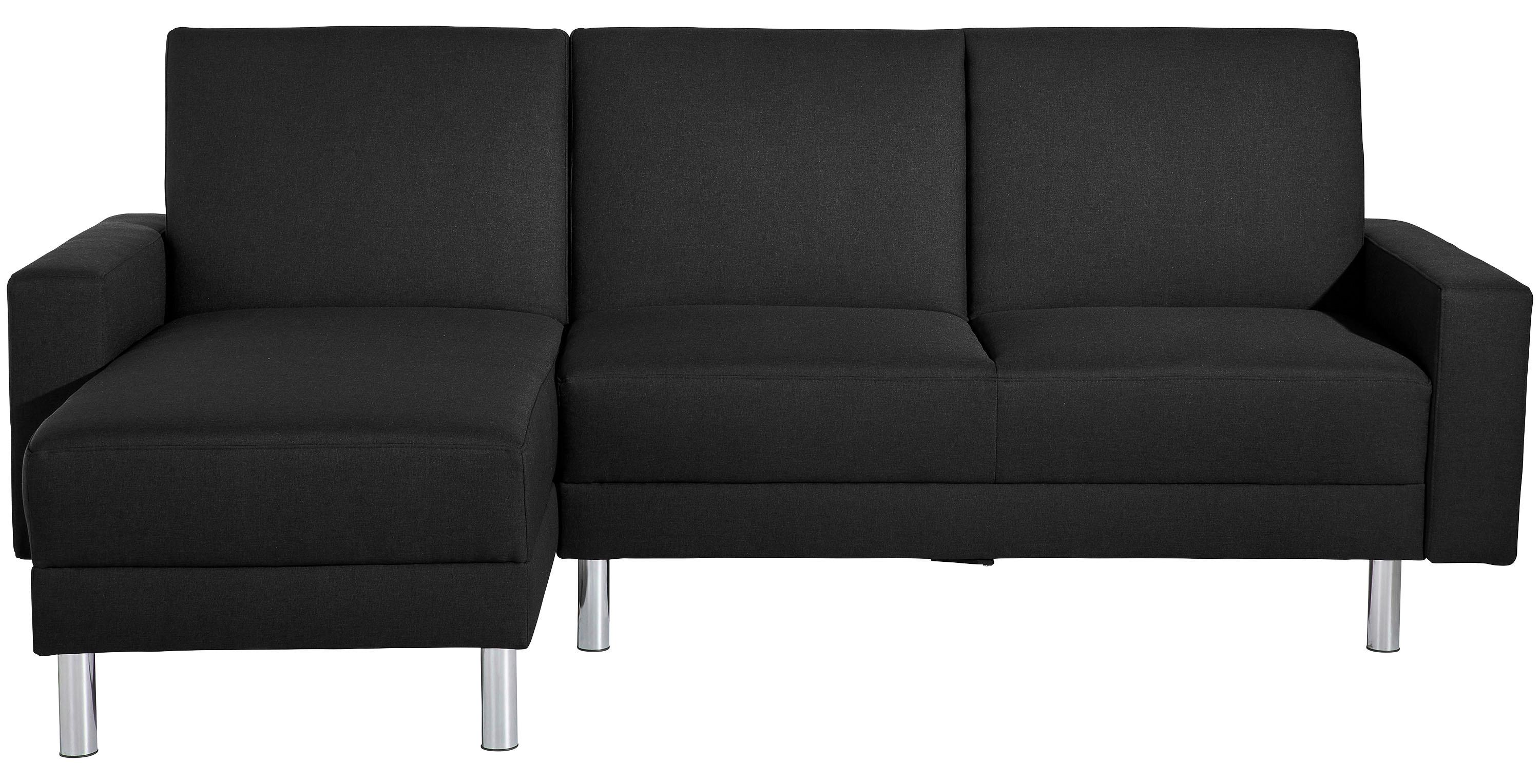ECKSCHLAFSOFA JUST FASHION - Chromfarben/Schwarz, KONVENTIONELL, Textil/Metall (152/230cm) - Max Winzer