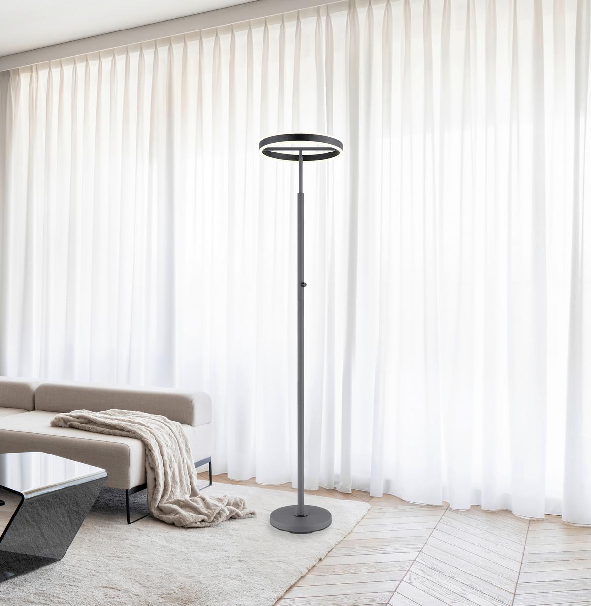 Led Podna Svjetiljaka Emanuel - bijela/crna, Design, metal/plastika (40/181cm) - Globo