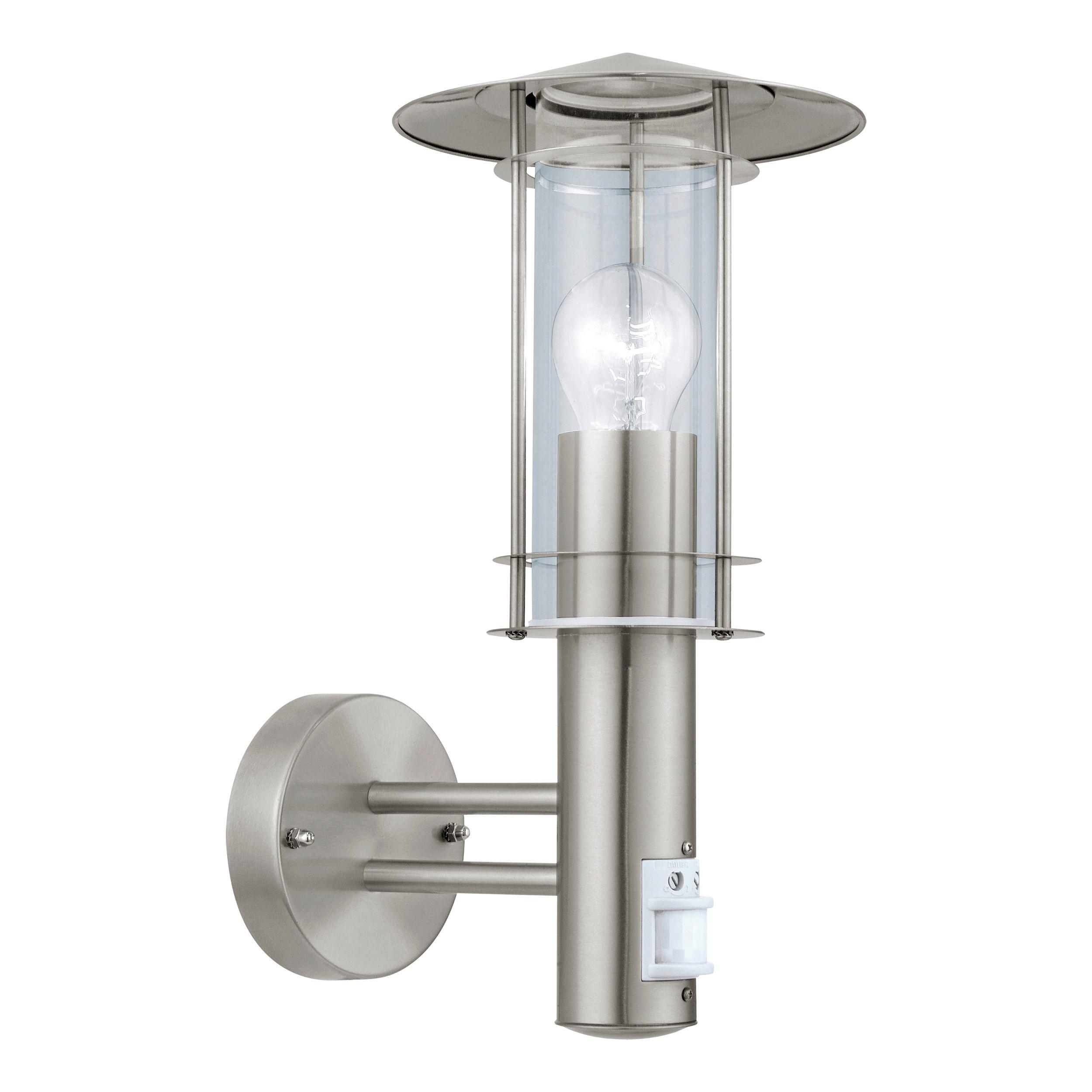 Aussenwandleuchte Lisio Inkl. Sensor Edelstahl - Klar/Edelstahlfarben, Basics, Glas/Metall (17,5cm) - Eglo