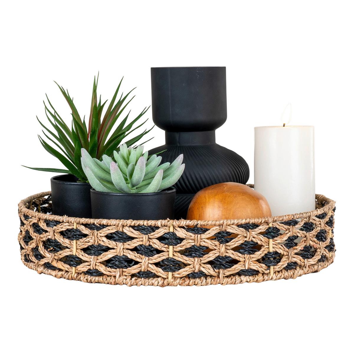 Dekotablett Nerja Tray Naturfarben/Schwarz - Schwarz/Naturfarben, Basics, Naturmaterialien (38/7/38cm)