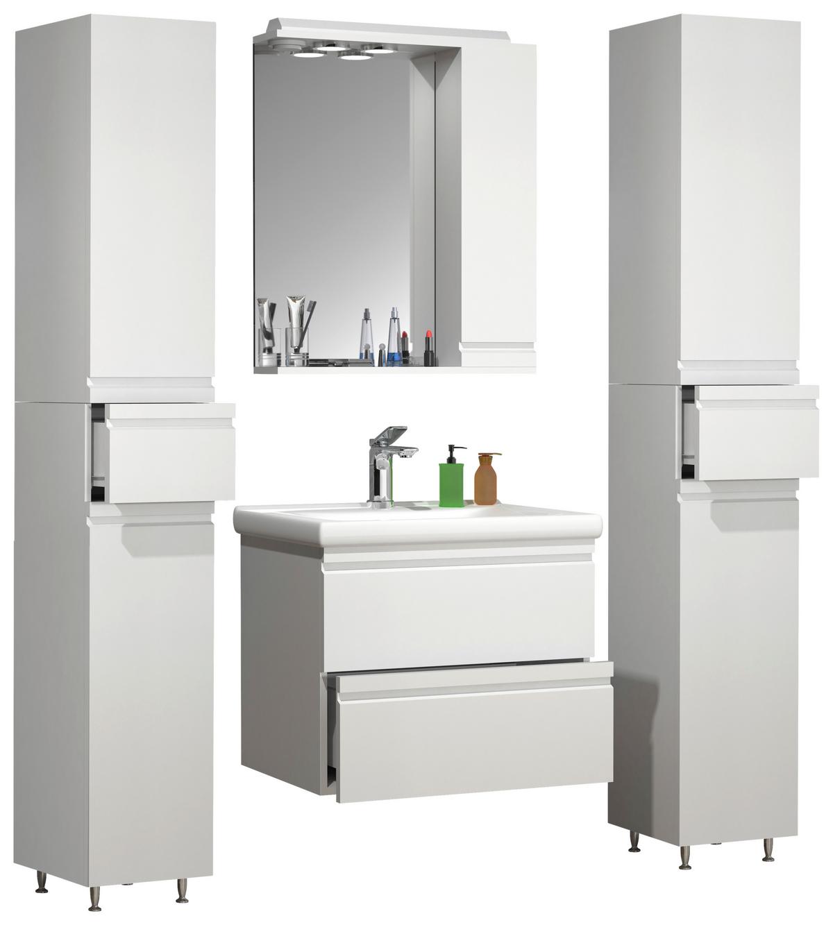 Kopalnica Silora L, Bela - bela, Moderno, steklo/leseni material (120cm) - MID.YOU