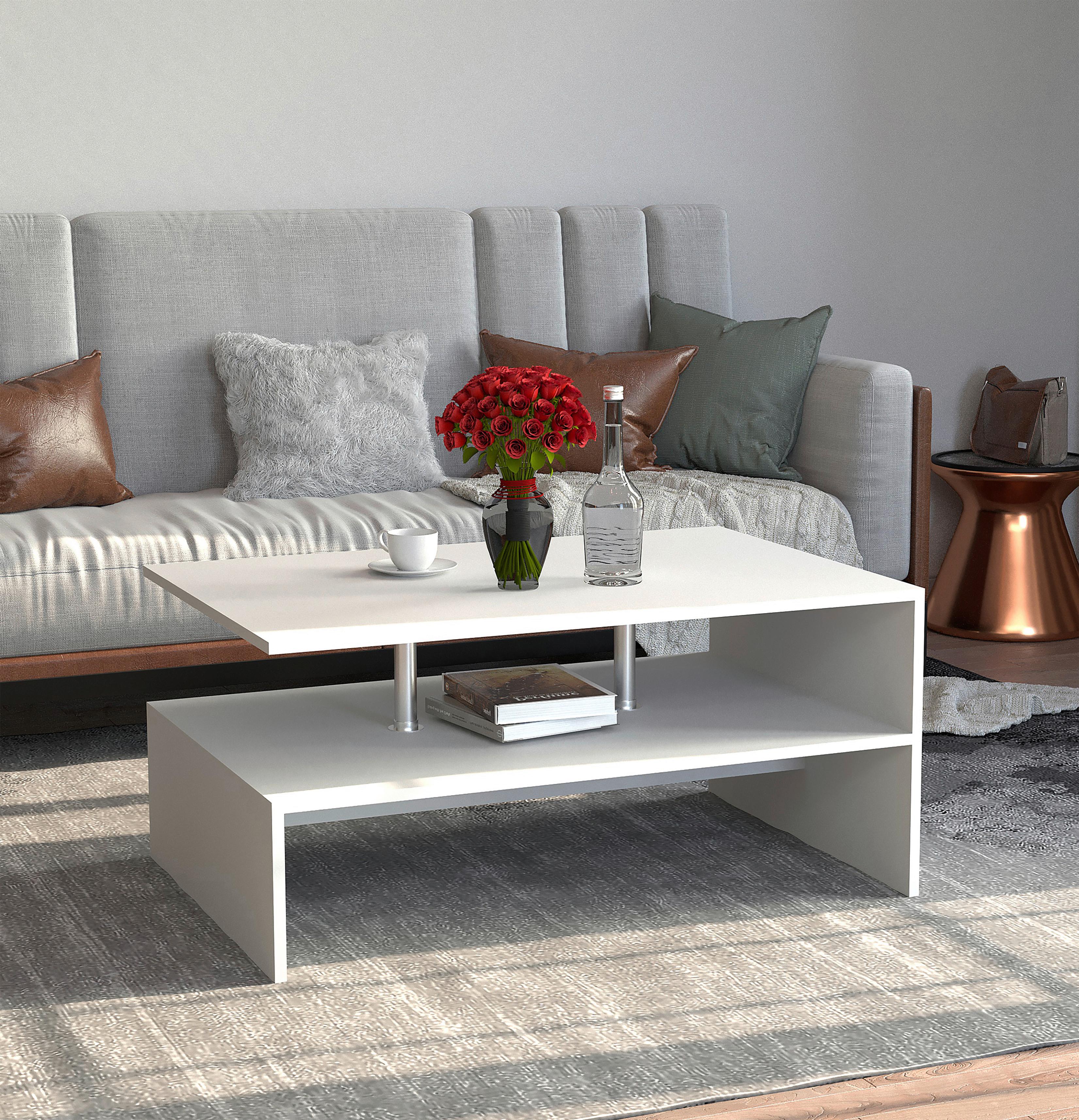 COUCHTISCH MALISO L - Weiss, Design, Holzwerkstoff (90/60/42cm) - MID.YOU