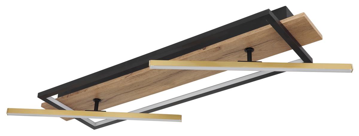 Stropna Led-svetilka Beatrix, S Sijalko - črna/temno rjava, Design, kovina/umetna masa (81,5/40,5/9cm) - Globo